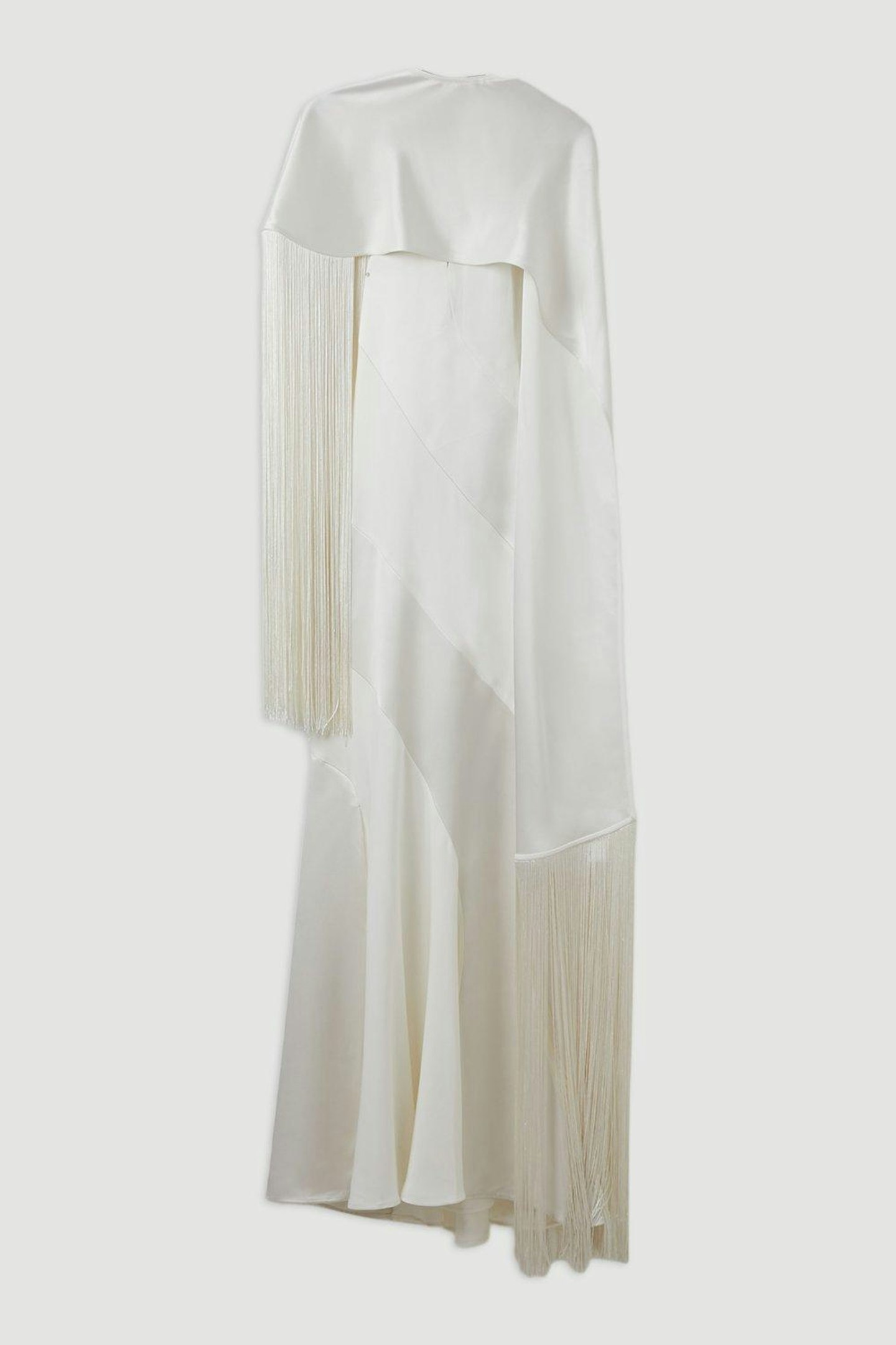 Karen Millen, Viscose Crepe And Satin Panelled Fringed Woven Maxi Dress With Detachable Cape