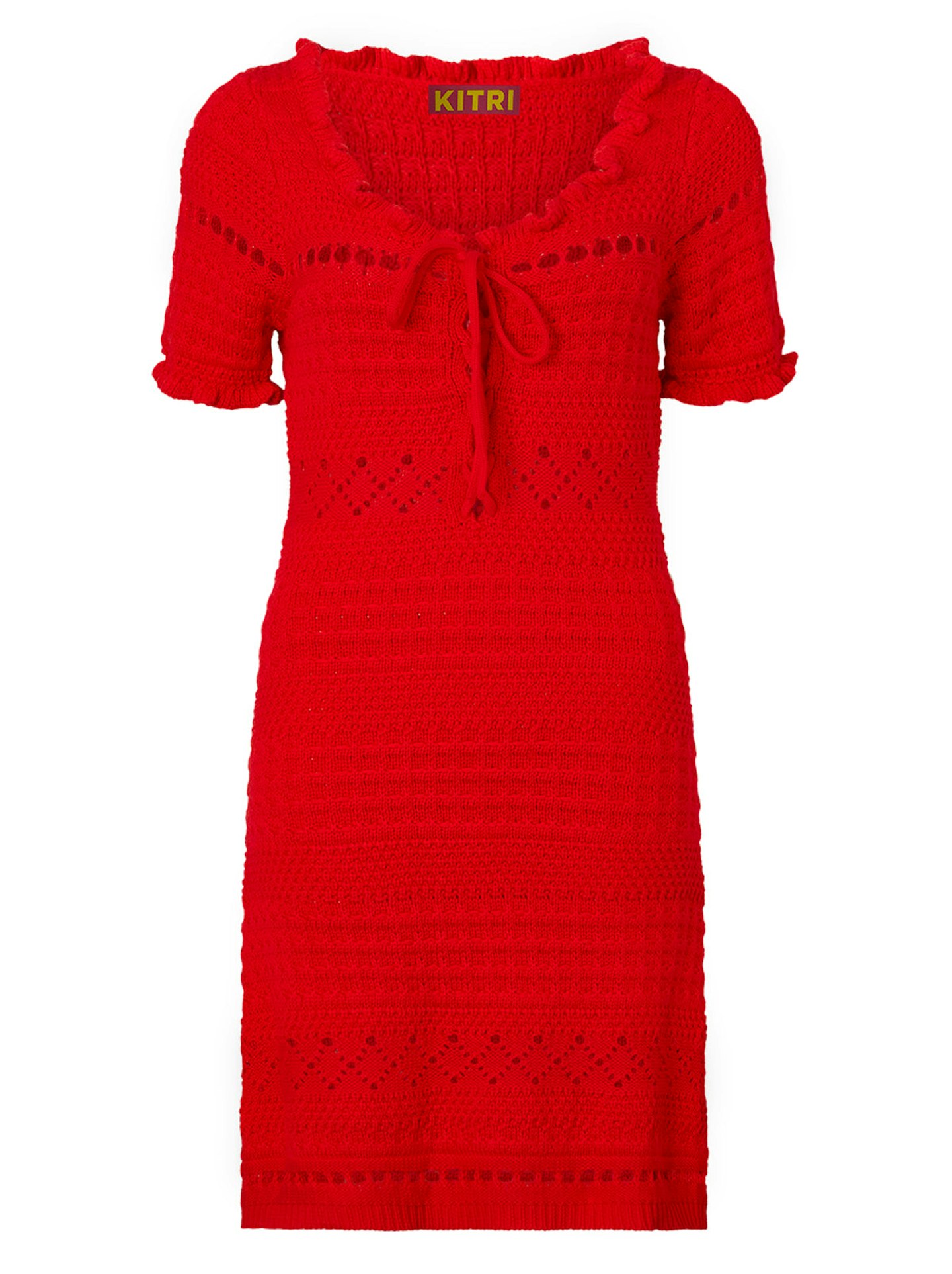 Kitri, Leonie Red Crochet Knit Mini Dress