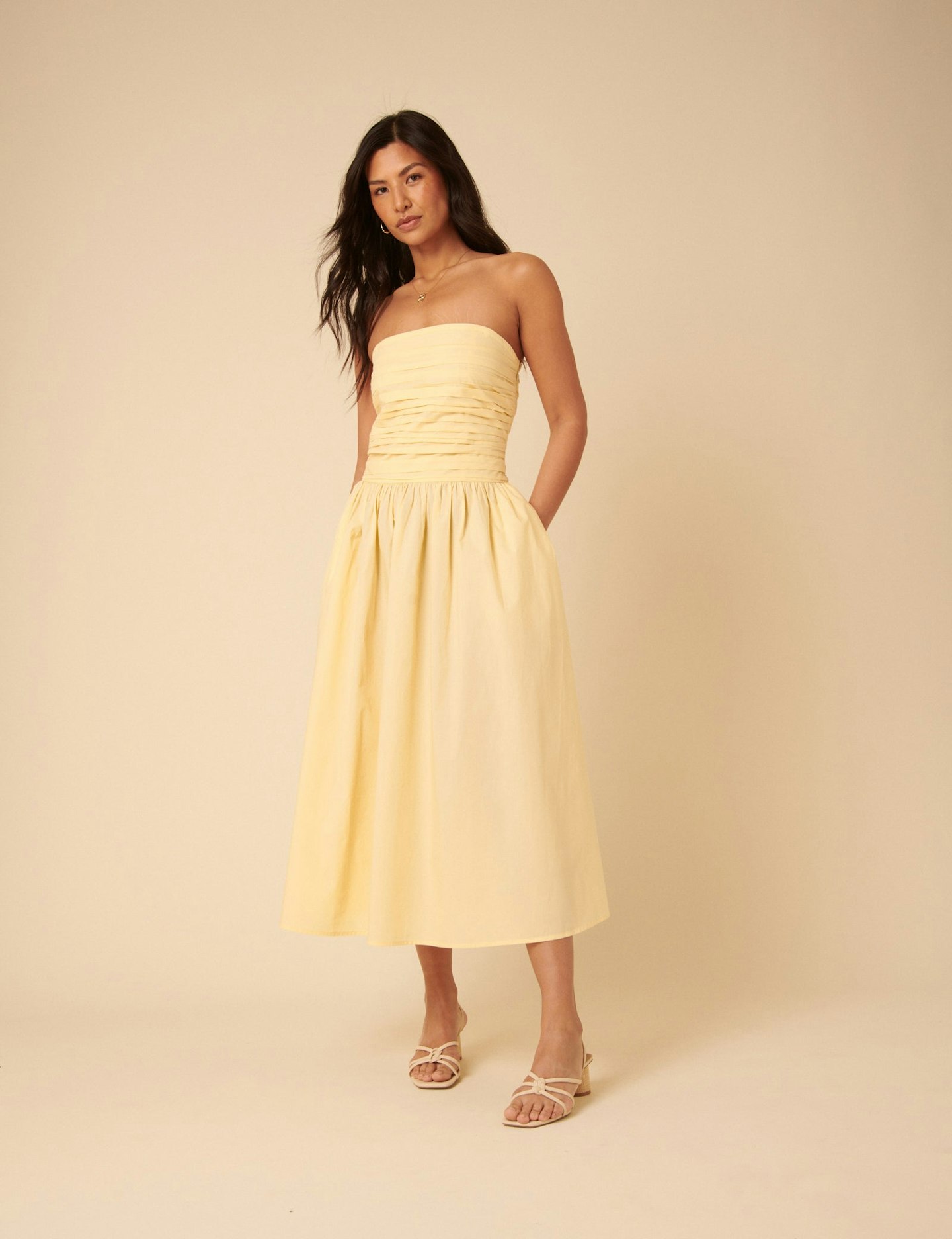 Nobody's Child, Butter Yellow Bandeau Felicity Midi Dress
