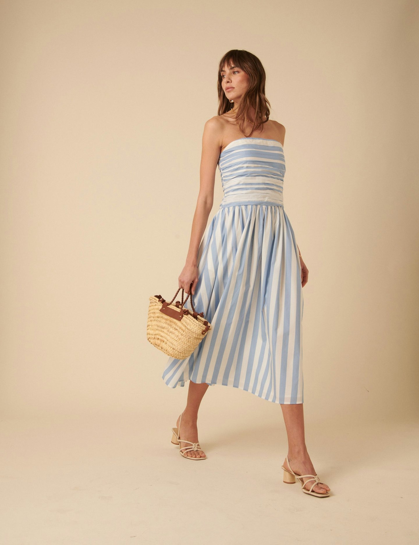 Nobody's Child, Blue And White Striped Bandeau Felicity Midi Dress