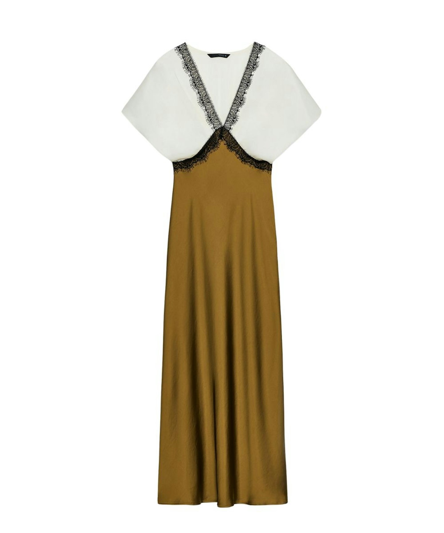 Contrast Lace Satin Dress