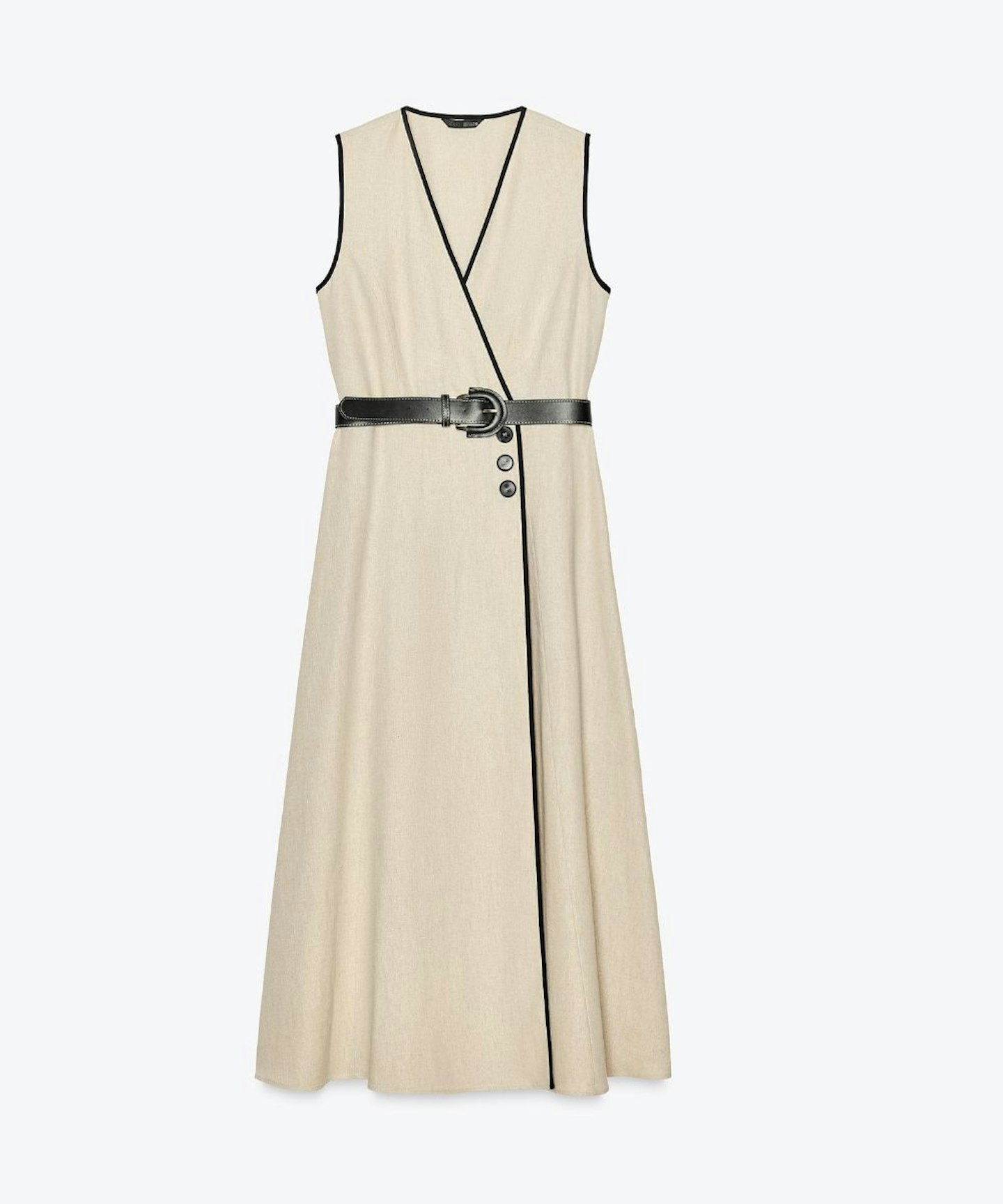 Belted Linen Blend Dress