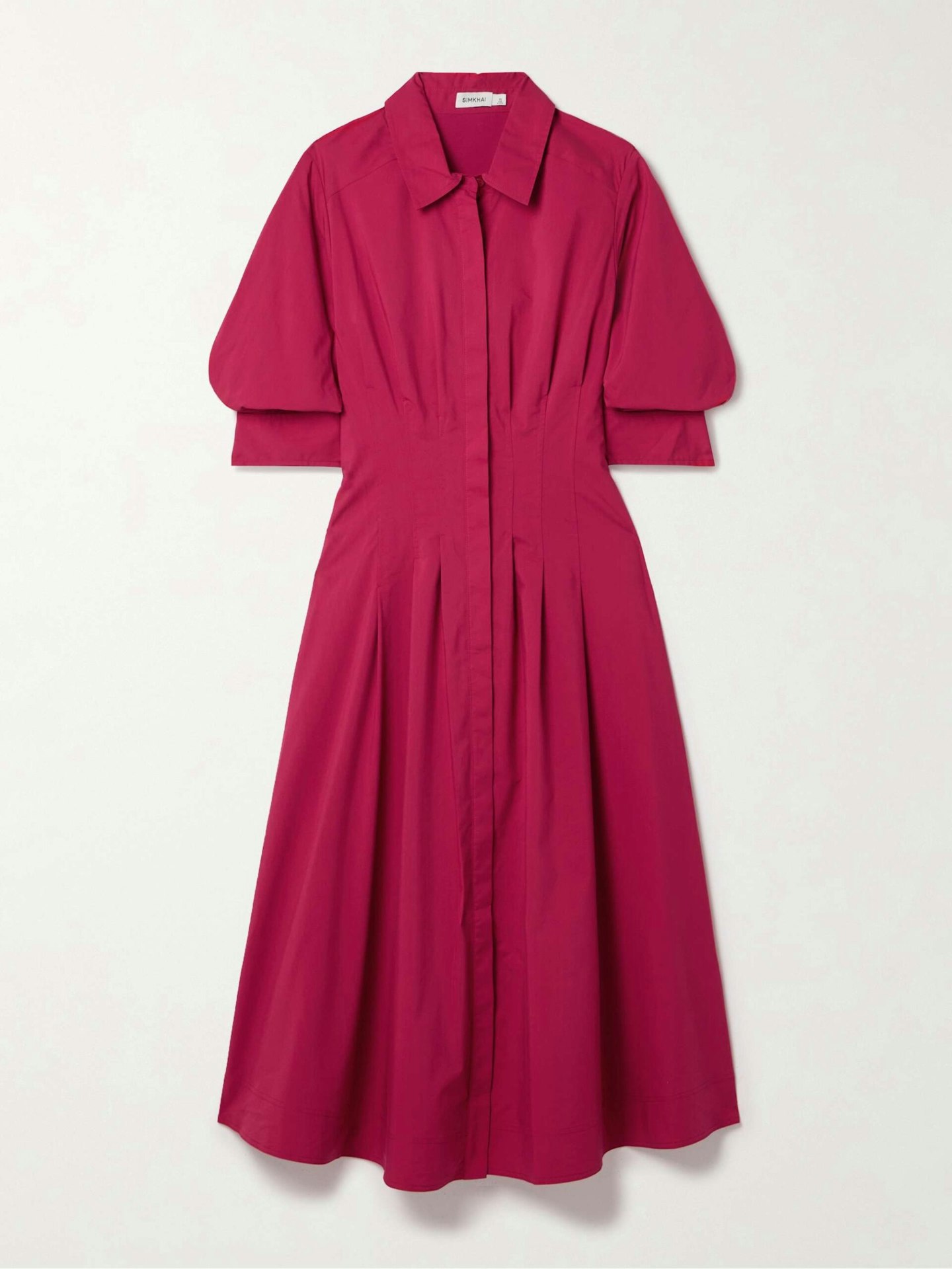 Simkhai, Jazz Pleated Cotton-Blend Poplin Midi Shirt Dress