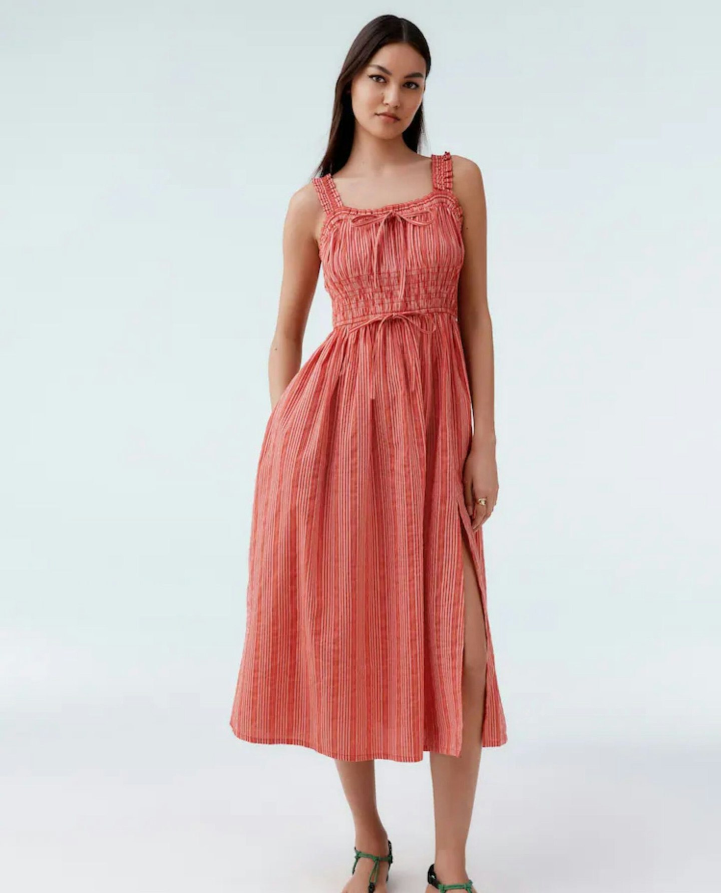 Strappy Tie Front Midi Dress
