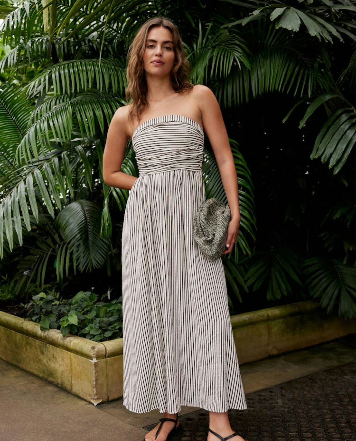 Seersucker Bandeau Midi Summer Dress