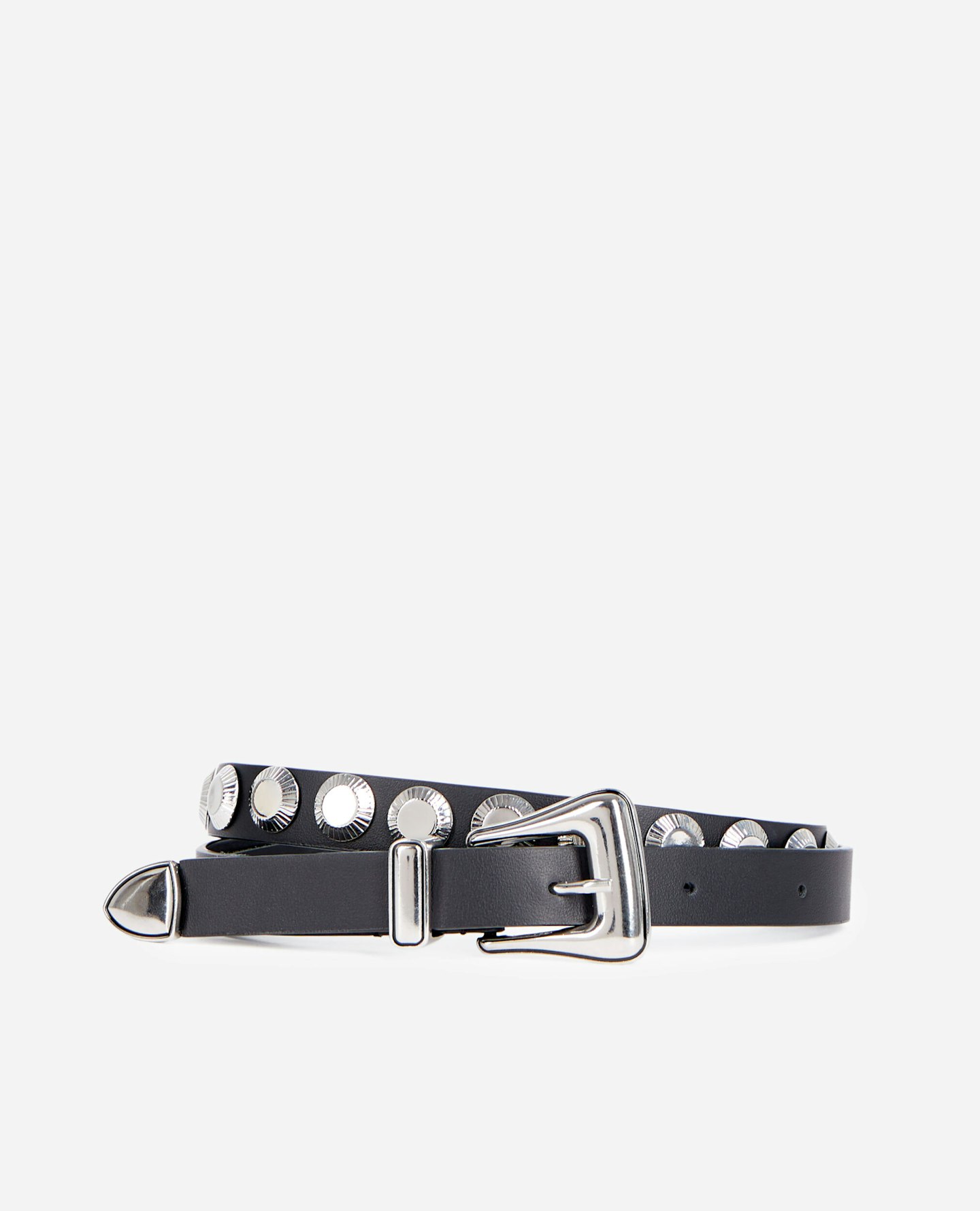 The Kooples, Thin Black Leather Belt With Studs