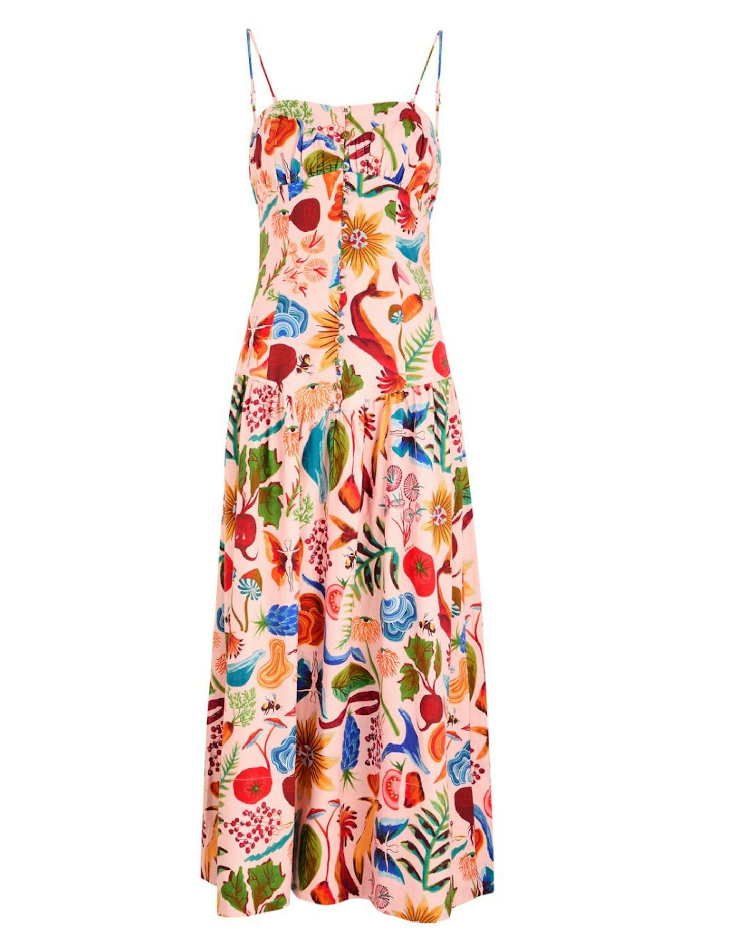 Farm Rio, Bright Farm Printed Linen-Blend Dress