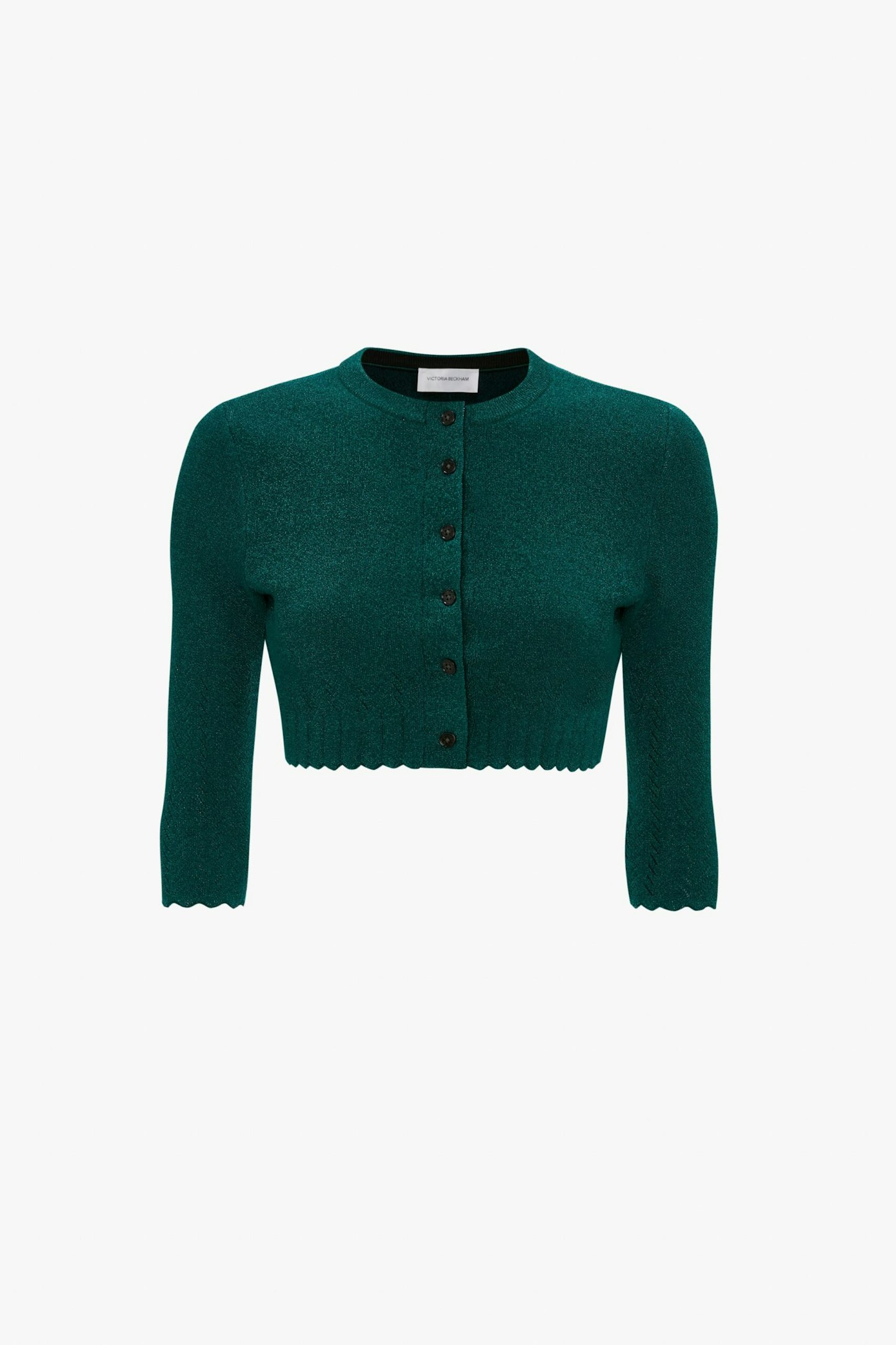 Victoria Beckham, VB Body Cropped Cardi In Lurex Green