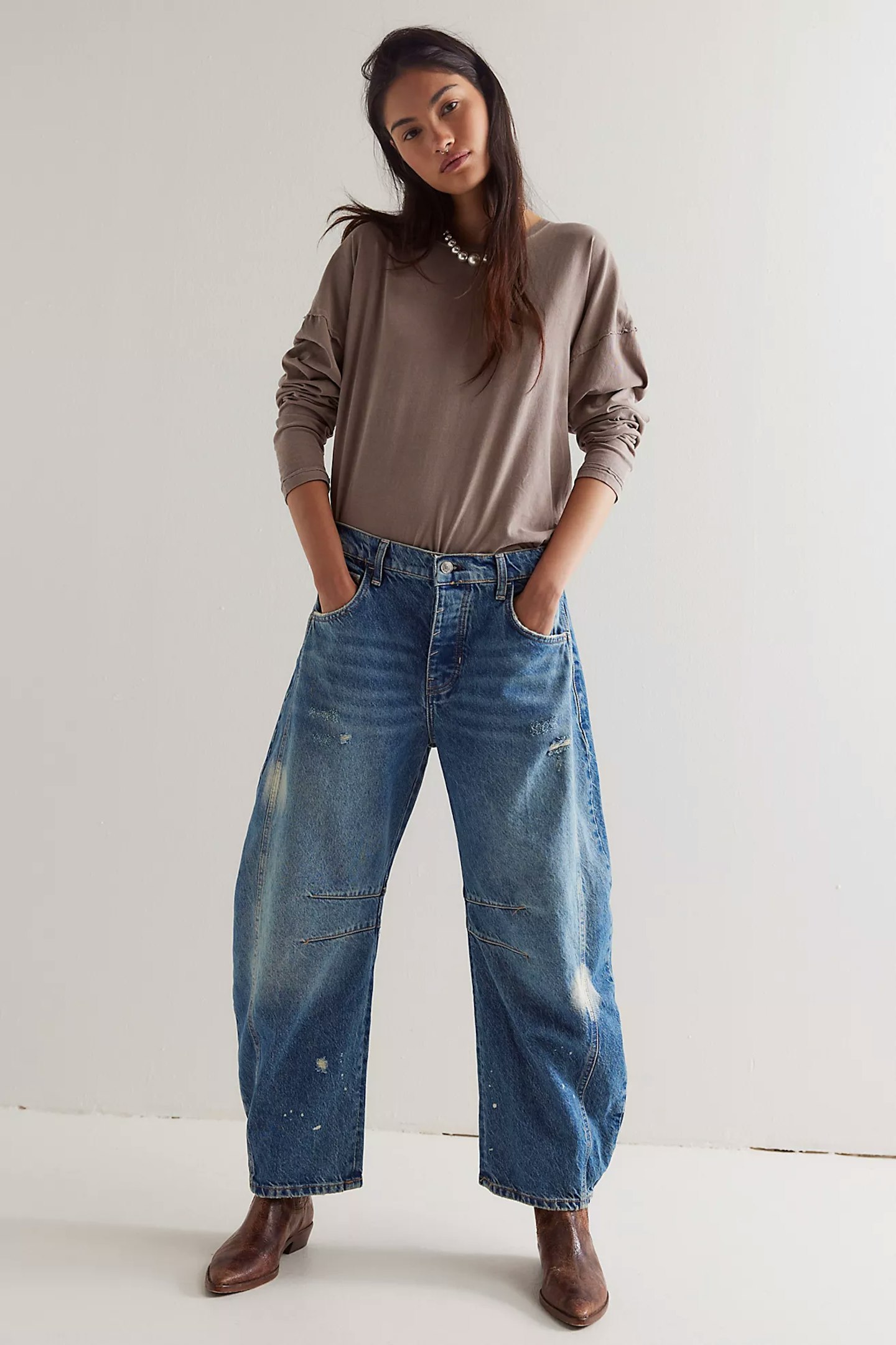 We The Free, Good Luck Mid-Rise Barrel Jeans