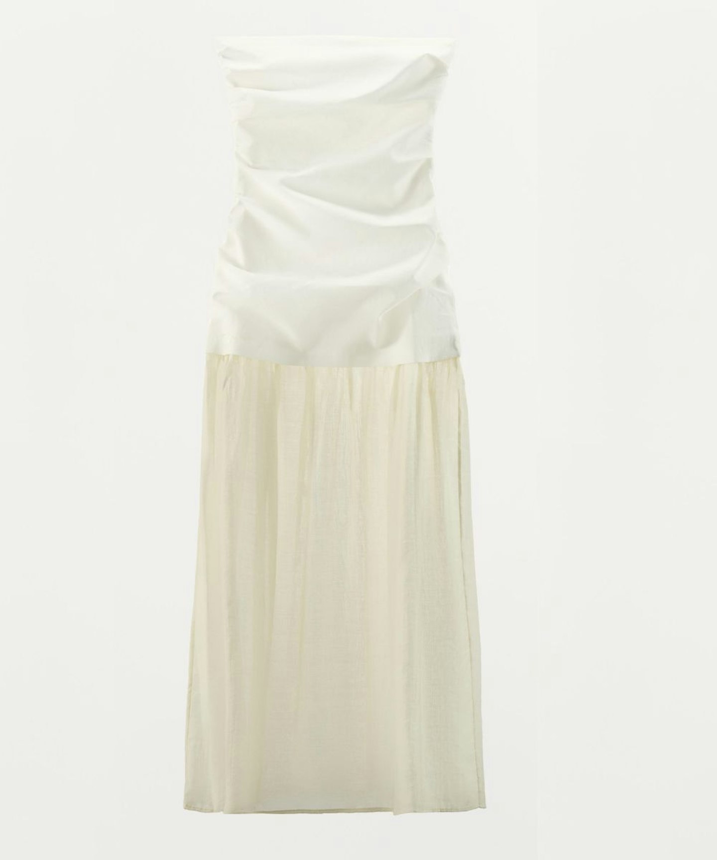 Contrast Strapless Midi Dress