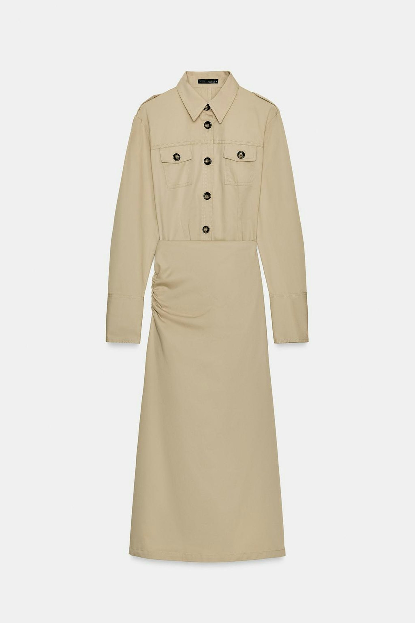 zara beige midi dress Zara Gathered Maxi Dress-GOLD / 4 main image 1