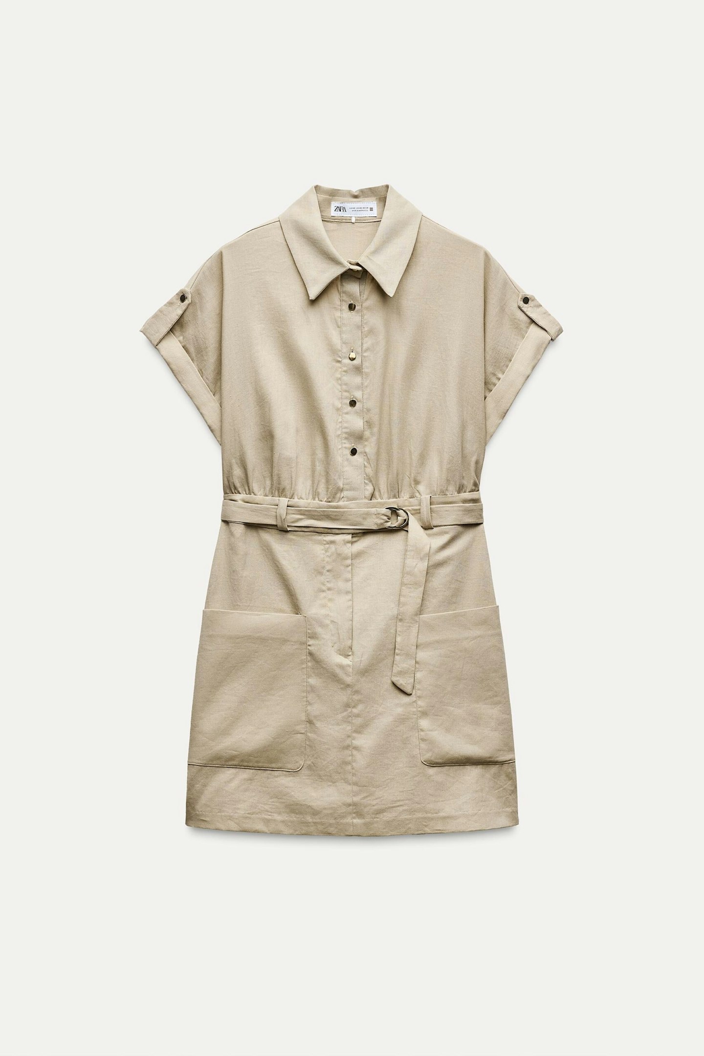 Zara Linen-Blend Mini Shirt Dress