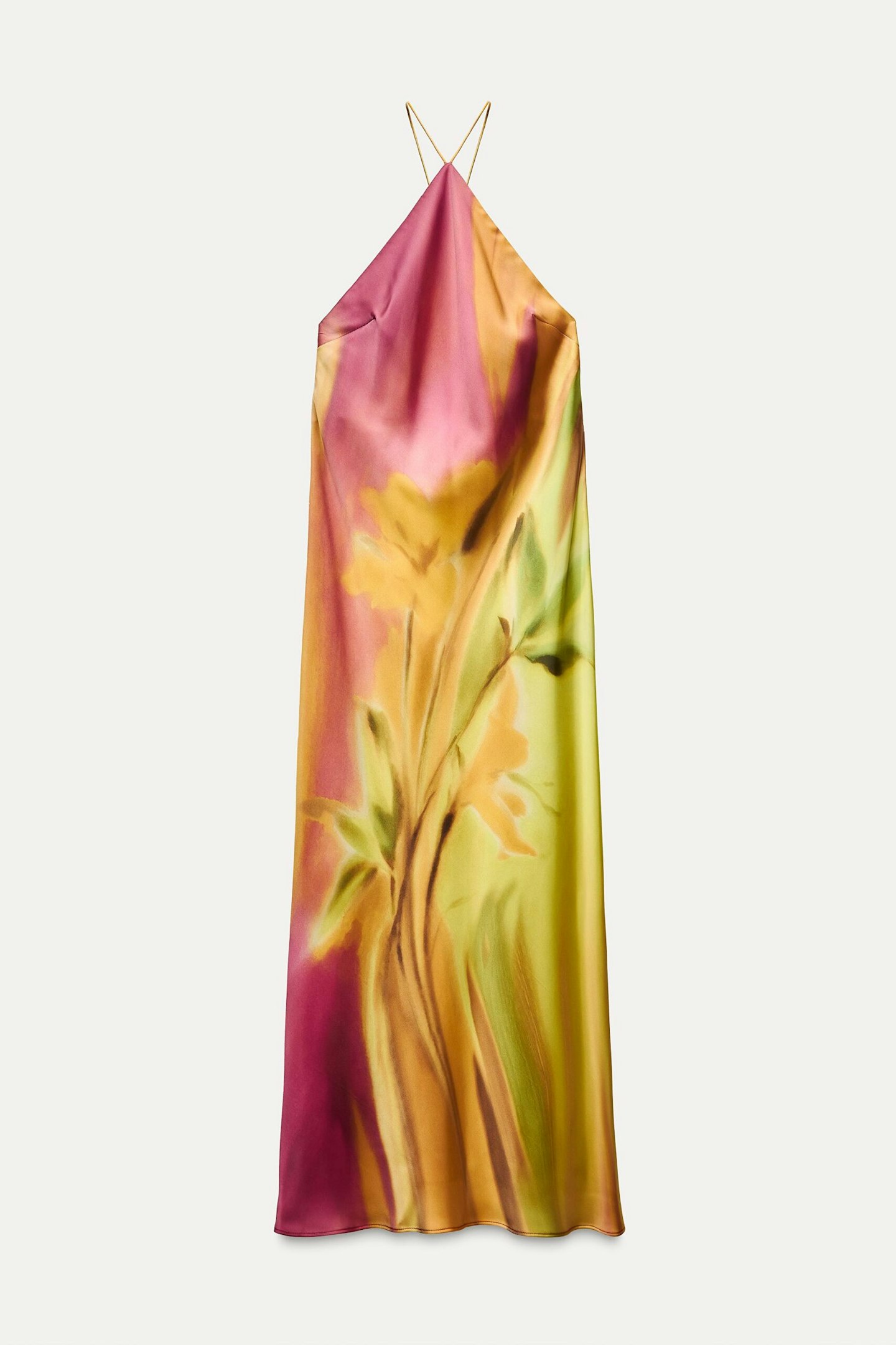 Zara Satin Tie-Dye Midi Dress