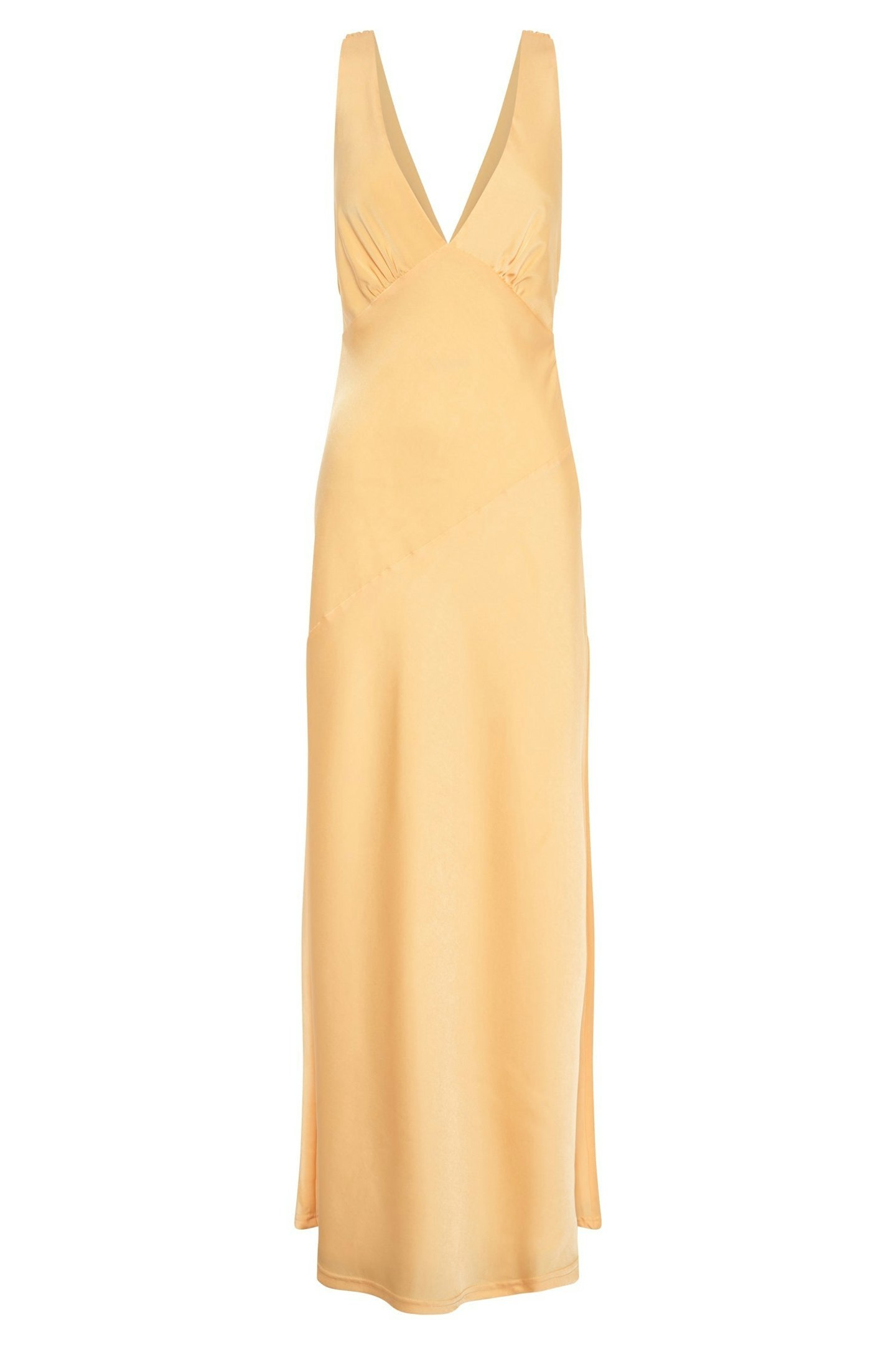 Meshki Maxi Satin Dress With Back Cowl - Lemon