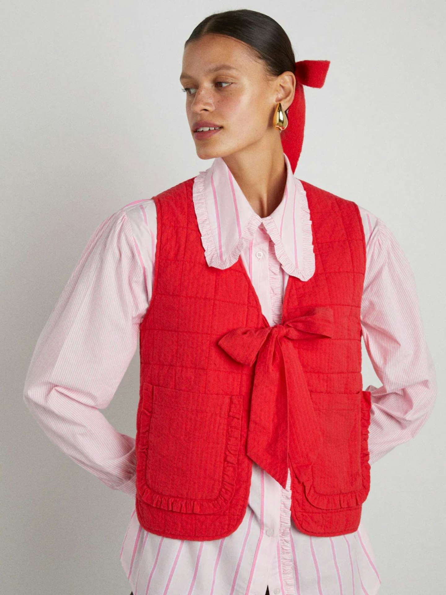 Arte Reversible Tie Gilet - Red Ruffle