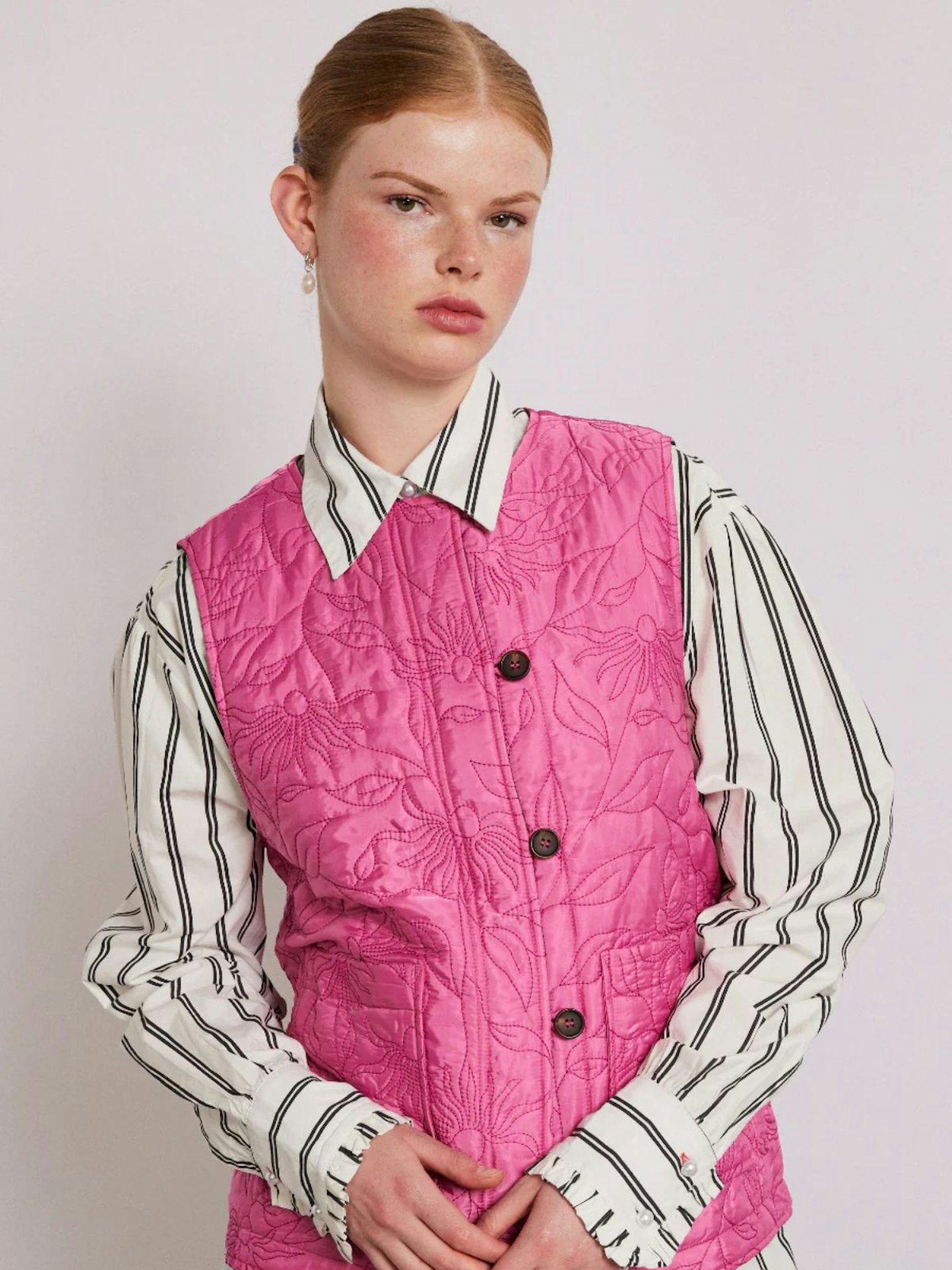 Georgie Reversible Gilet - Pink Satin