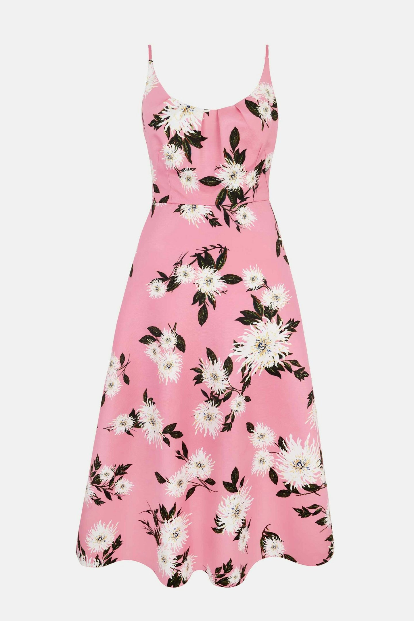 Wenna Dress in Pink Dahlia Floral Print Taffeta Faille