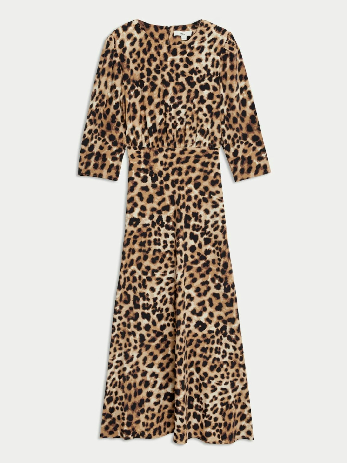 Animal Print Round Neck Midi Tea Dress