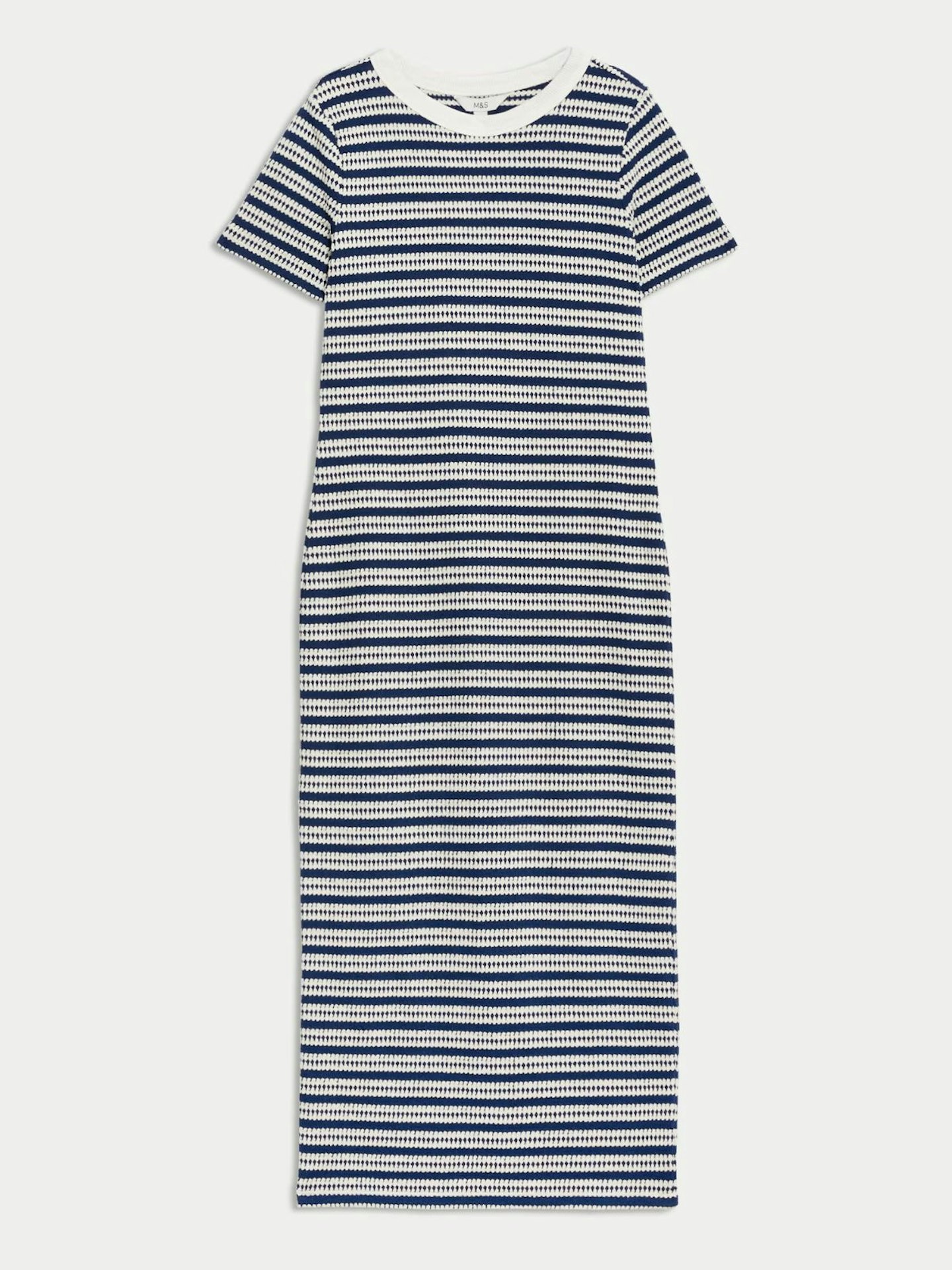 Cotton Blend Striped Midi Column Dress