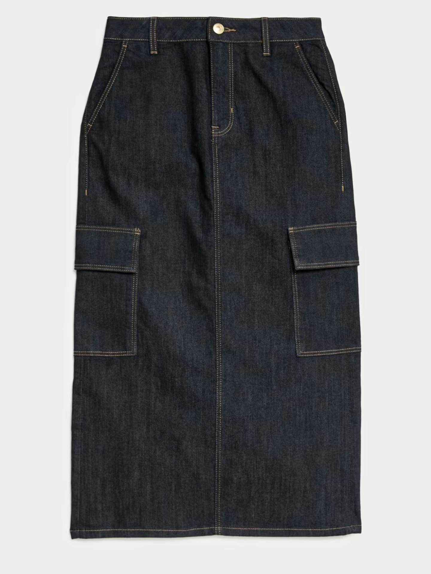 Denim Midi Cargo Skirt