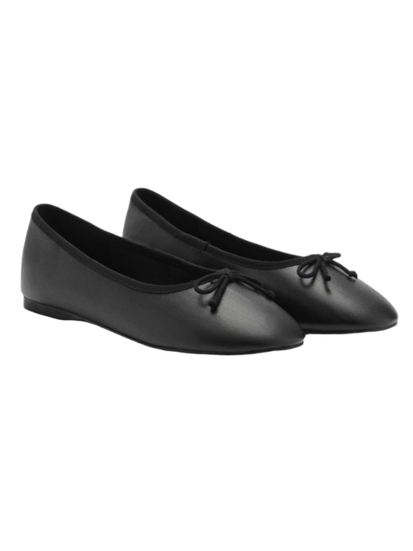 Mango Leather Ballet Flats With Bow