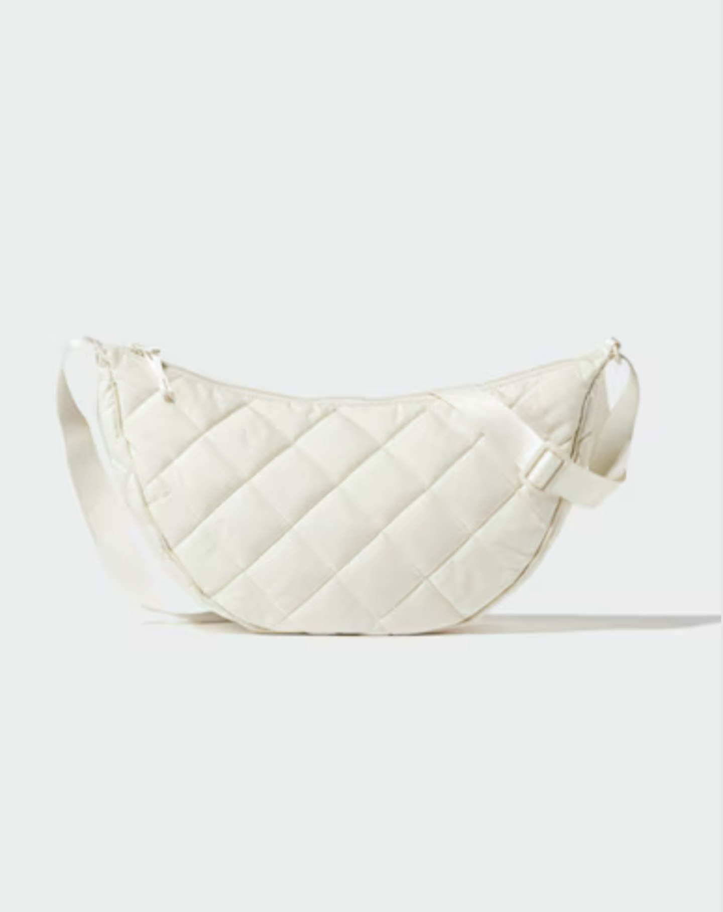 Uniqlo, Quilted Round Shoulder Bag In Off-White