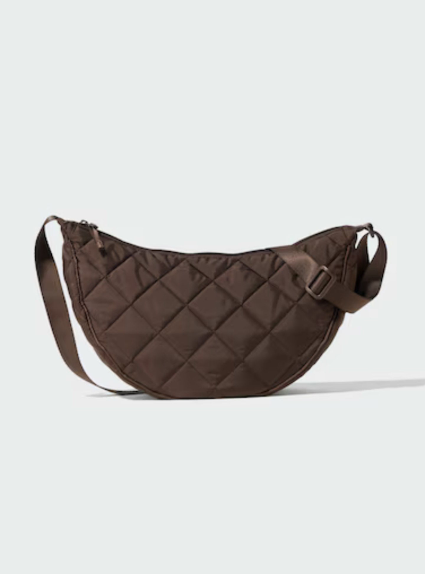 Uniqlo, Quilted Round Shoulder Bag In Brown