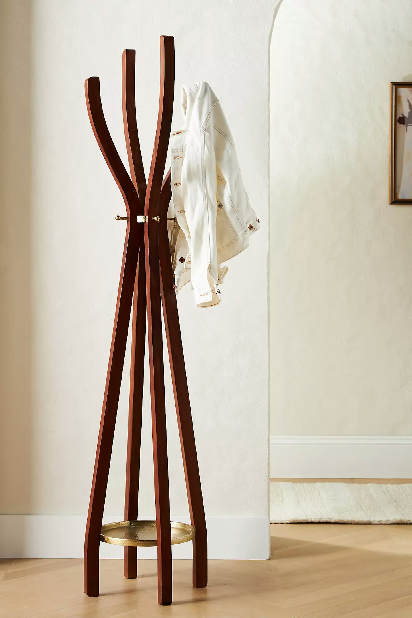 Anthropologie Asta Acacia Wood Coat Stand