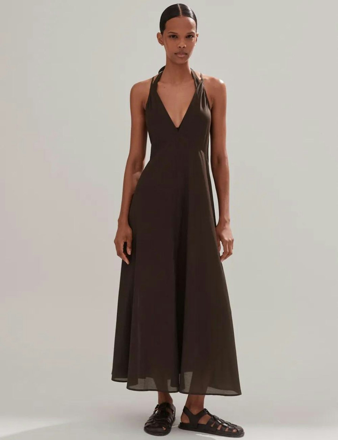 ME+EM Sheer Halterneck Maxi Slip Dress