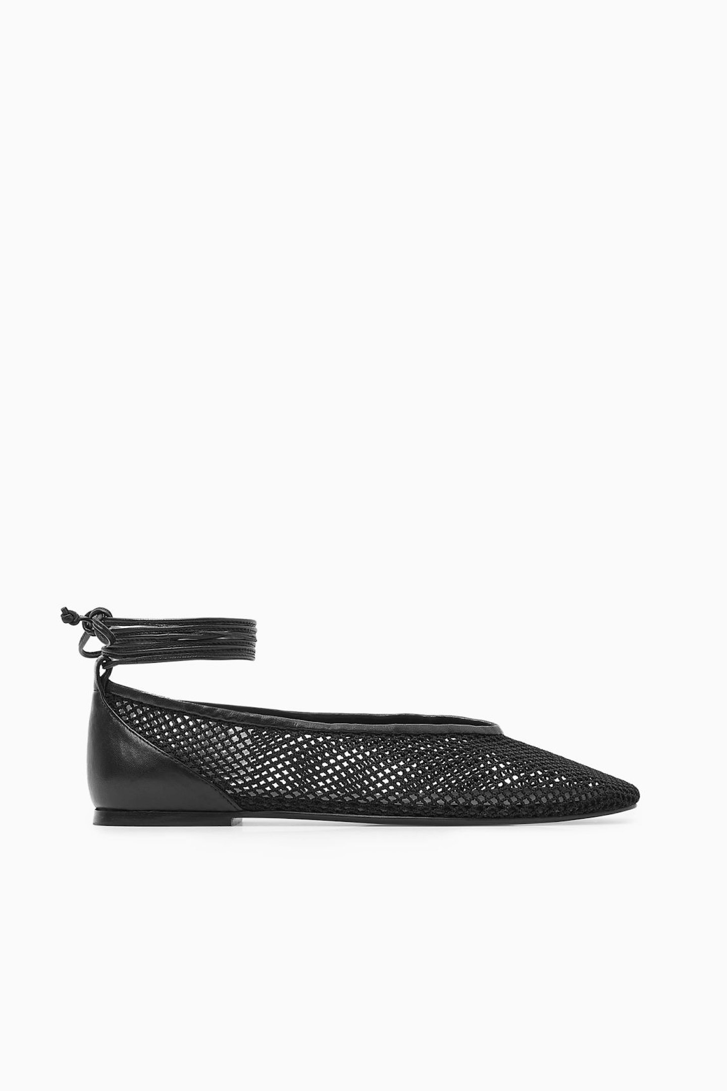 COS Leather-Trimmed Mesh Ballet Flats