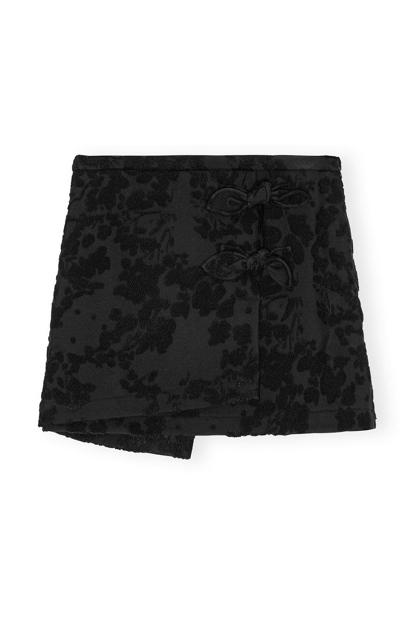 Ganni Black Boucle Jacquard Suiting Mini Skirt