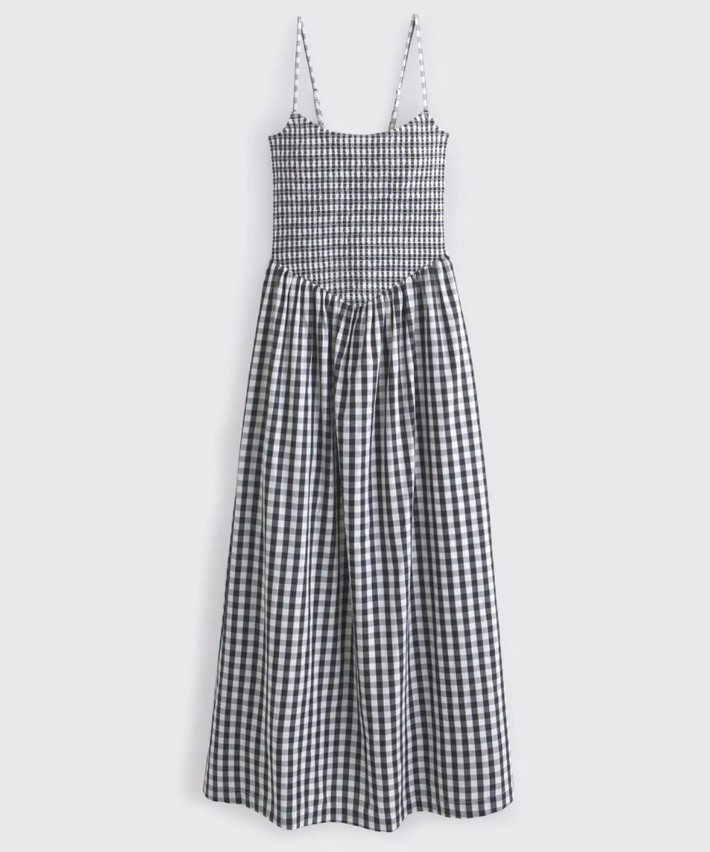 Dipped-Waist Smocked Midi Dress