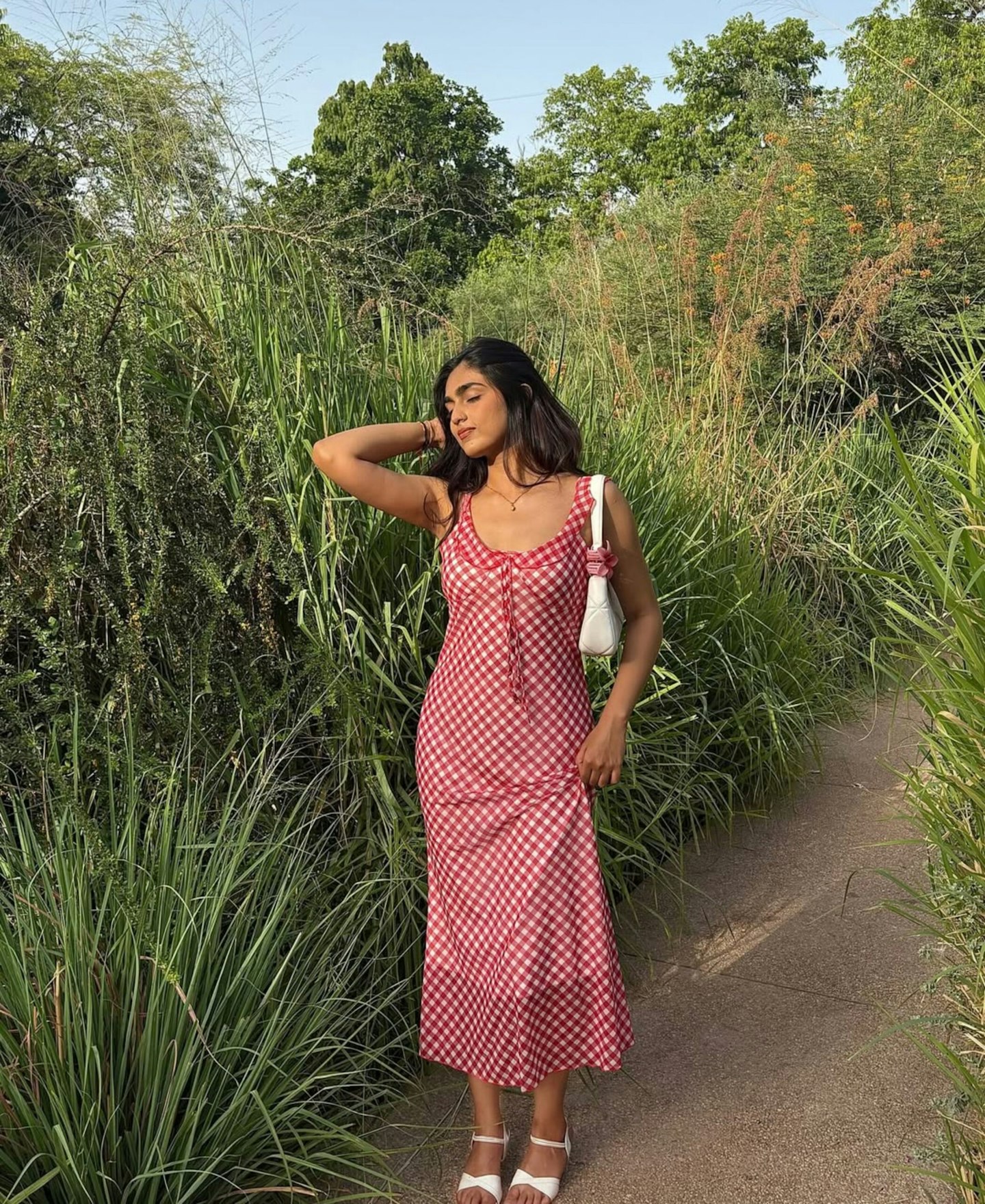 gingham dress red