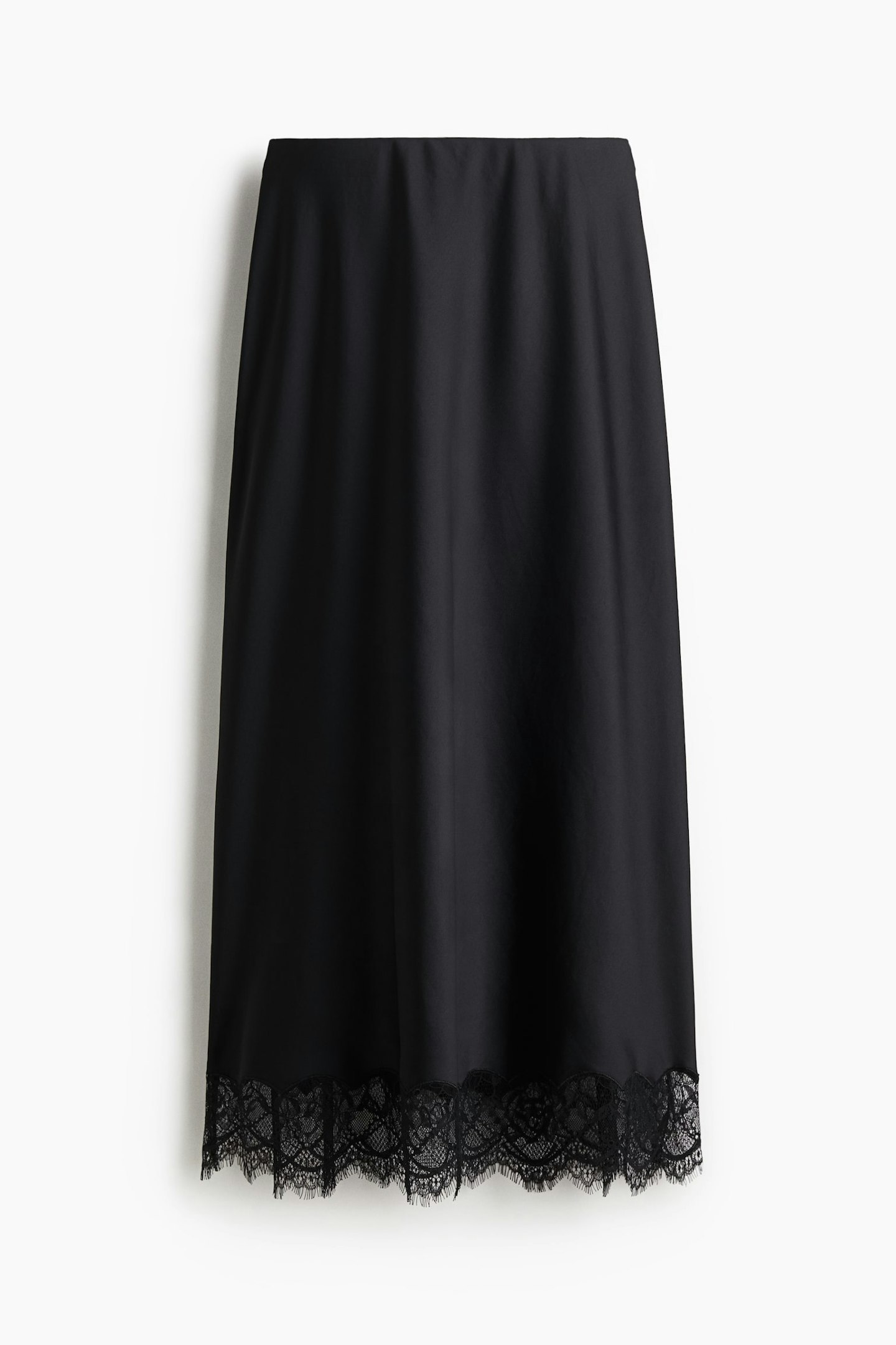 H&M, Lace-Trimmed Satin Skirt