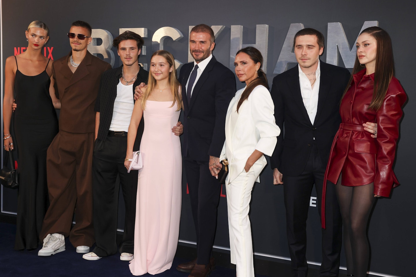 The Beckham family at the premiere of David's documentary in 2023.