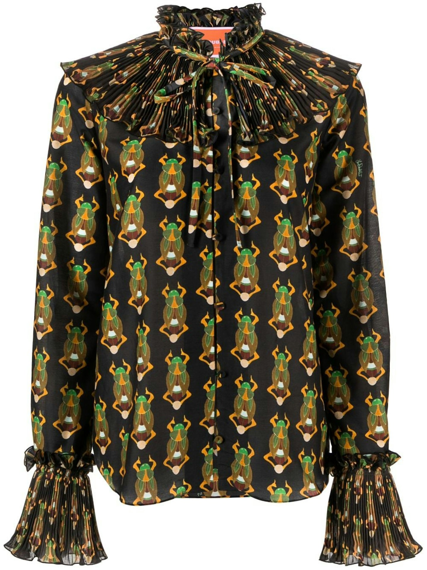 LaDoubleJ Nefertiti Scarab-Print Habotai Blouse