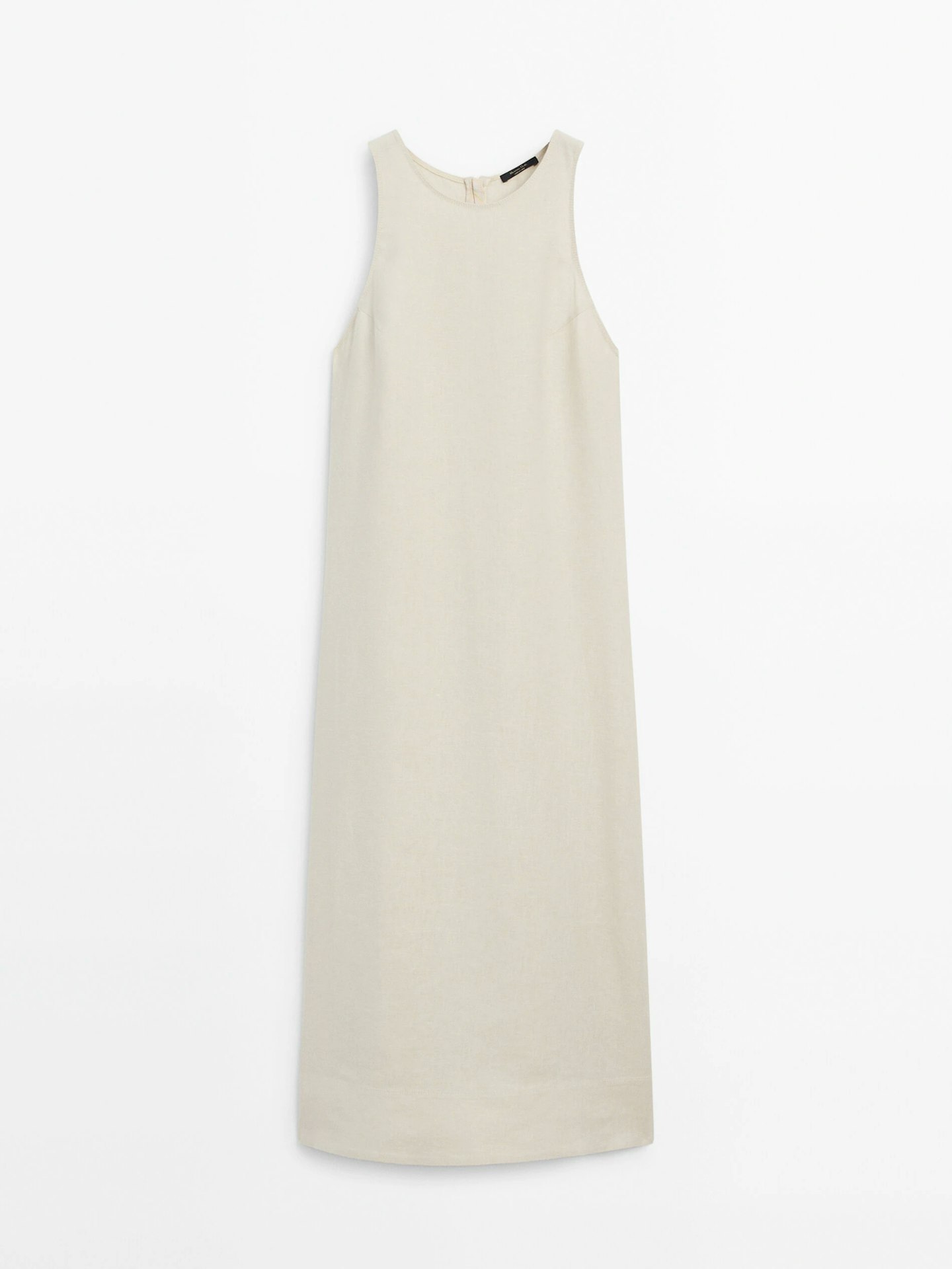 Massimo Dutti, 100% Linen Halterneck Midi Dress