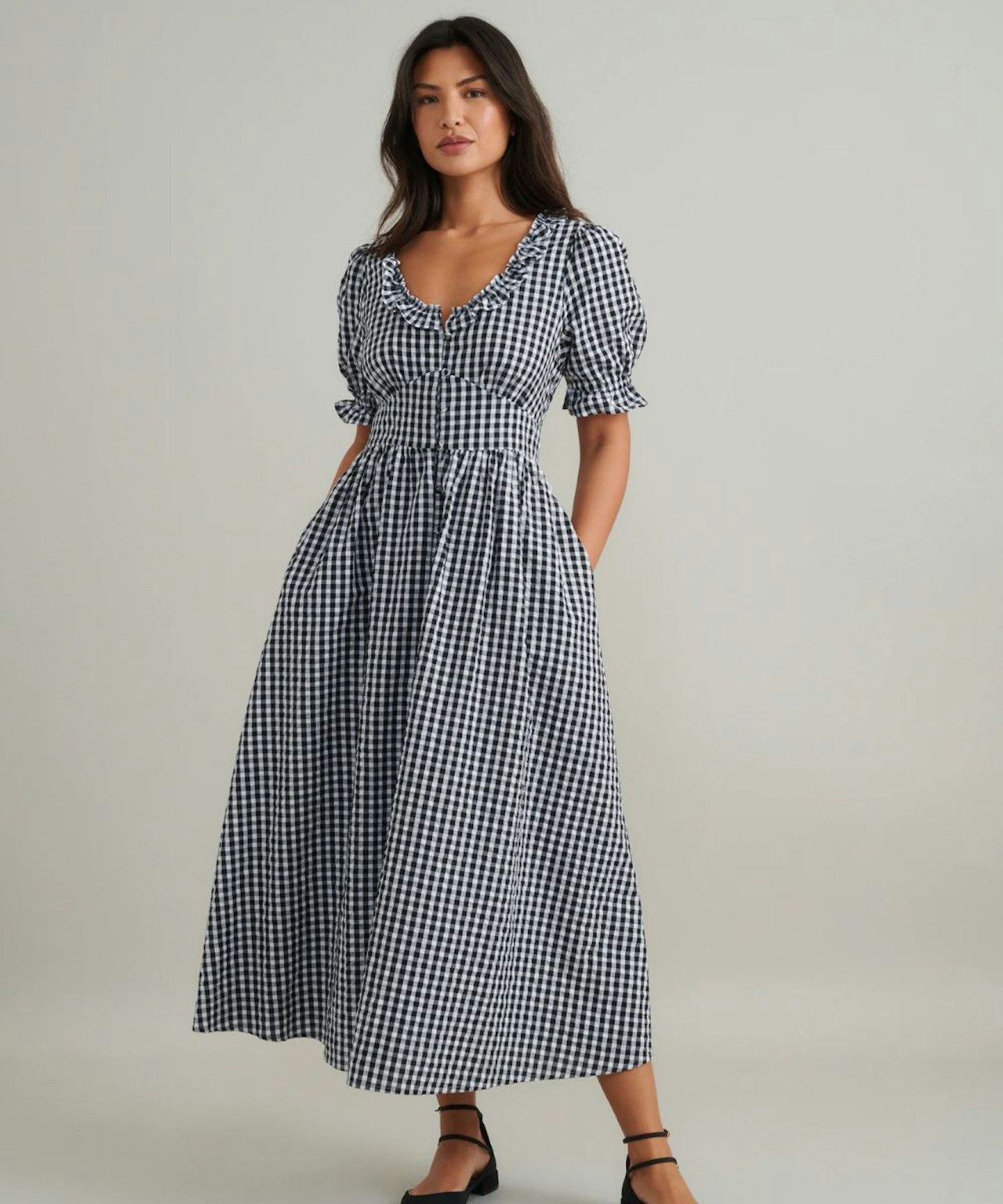 Nobody's Child Black Gingham Flossie Midi Dress