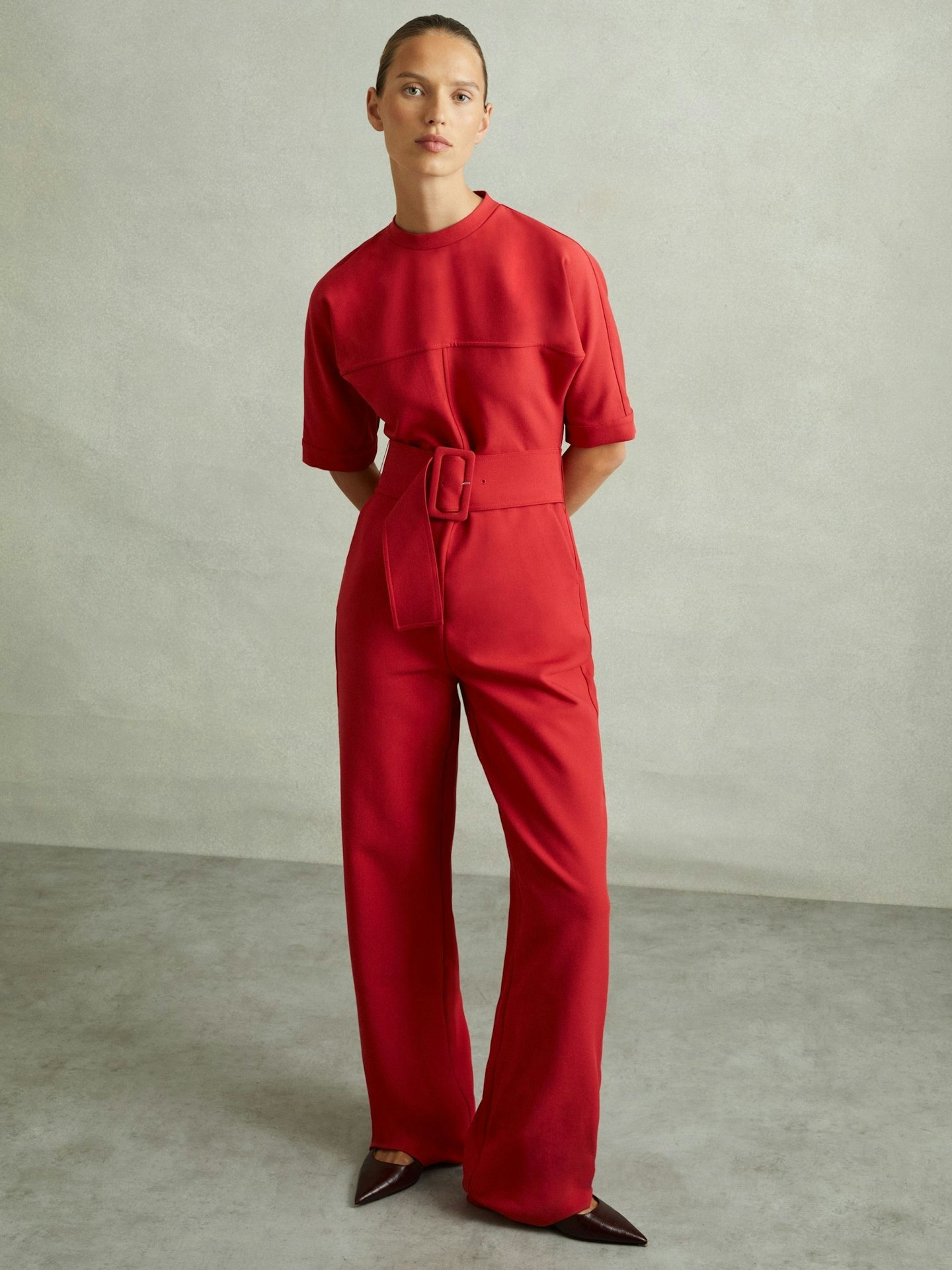 Reiss, June Wide-Leg Belted Jumpsuit