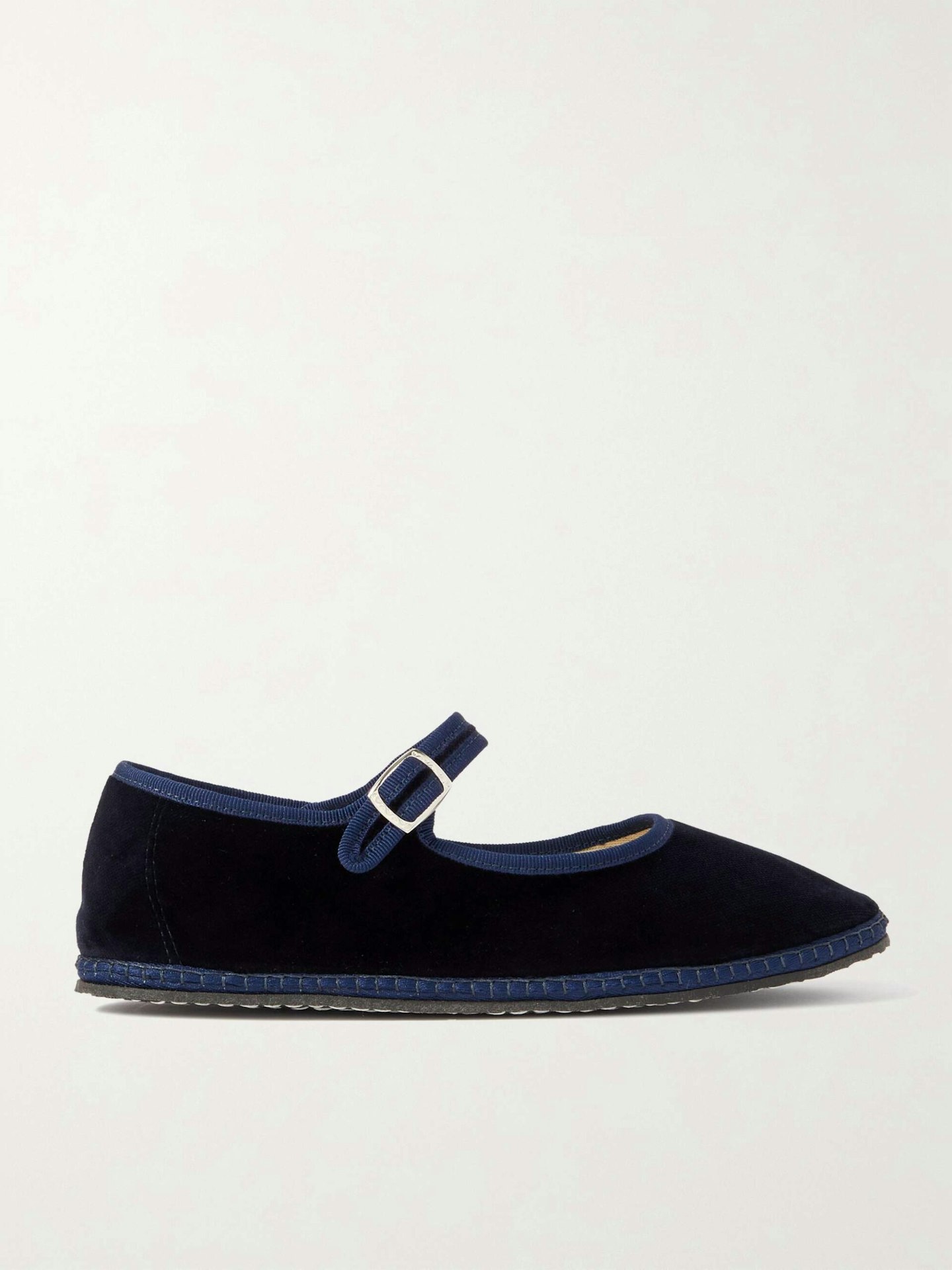 Vibi Venezia Grosgrain-Trimmed Velvet Mary Jane Slippers