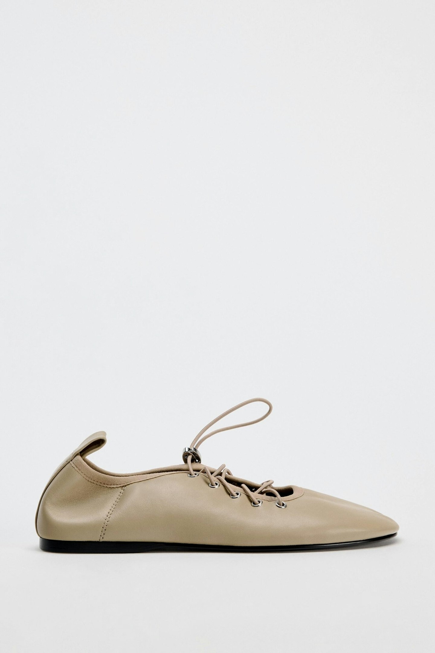 Zara Lace-Up Leather Ballet Flats