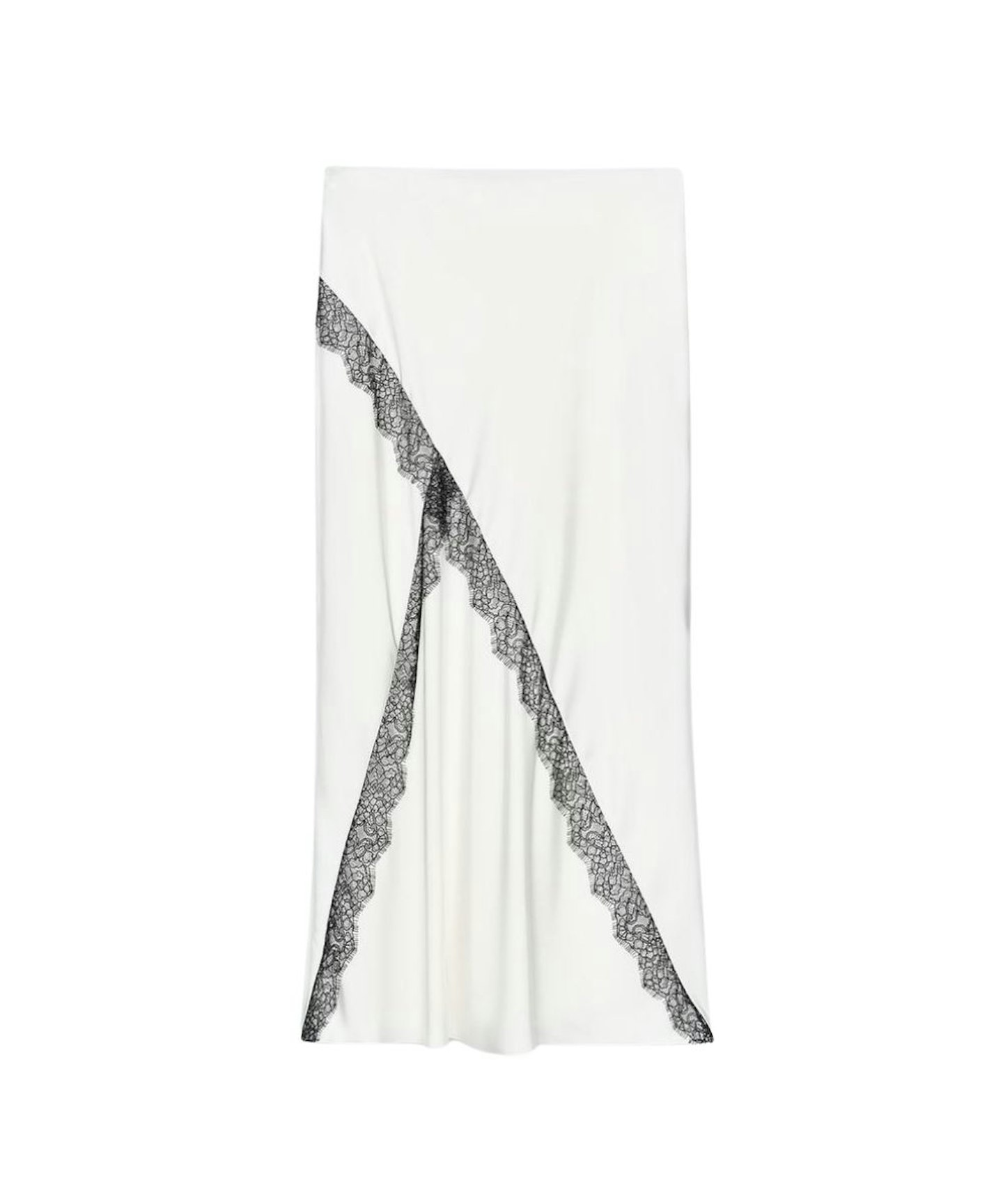 Zara, Satin Midi Skirt With Lace