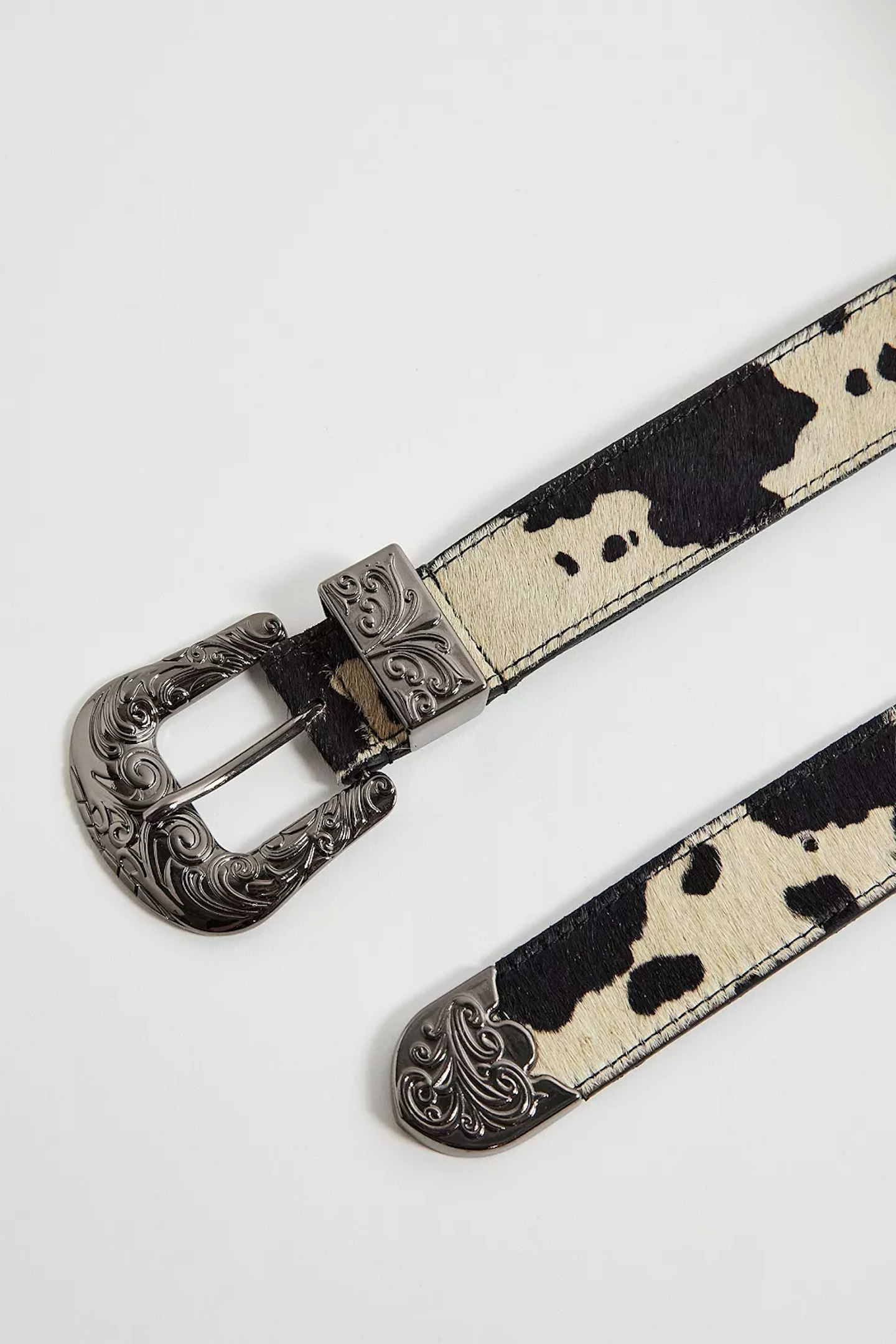 UO Cow Print Leather Belt