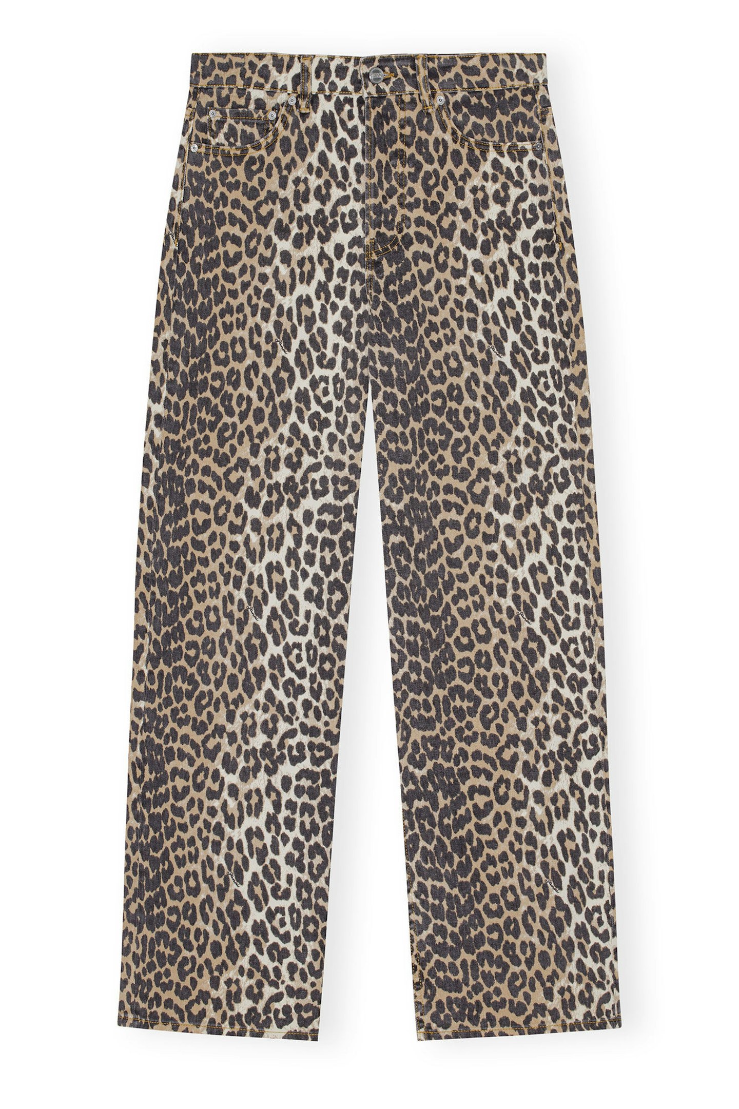 ganni leopard jeans 