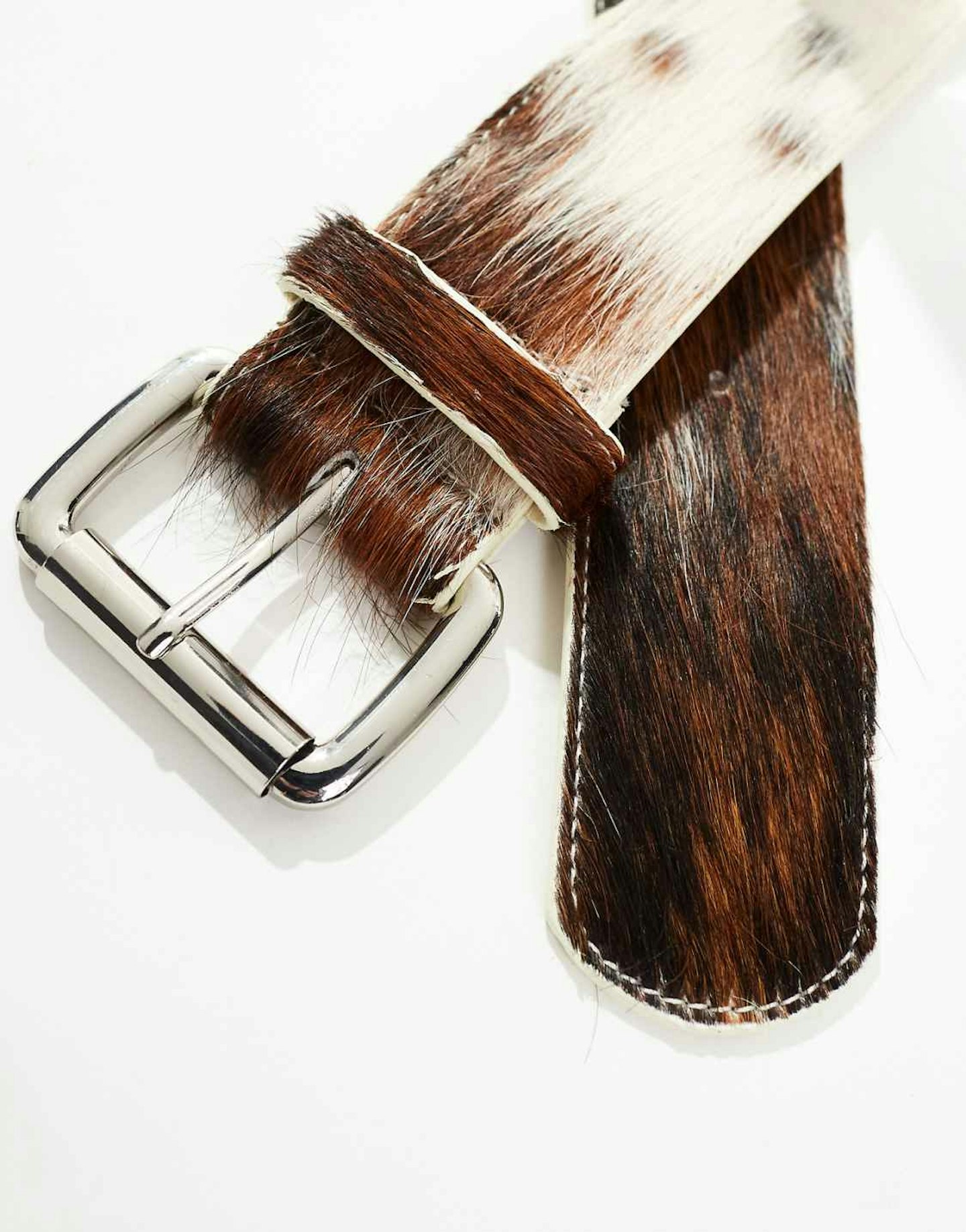 Mango Animal Hair Belt in Brown