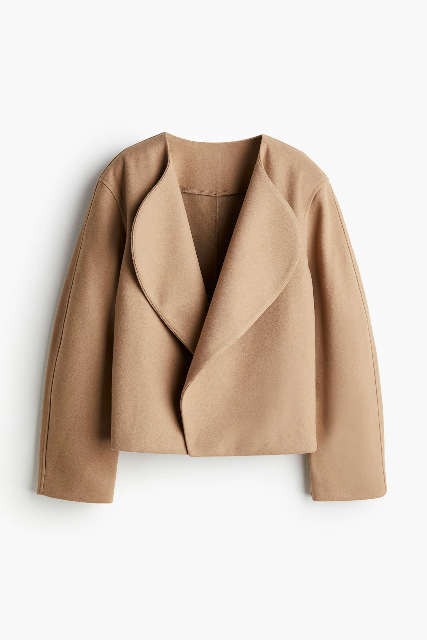 H&M, Shawl Felted Jacket In Beige