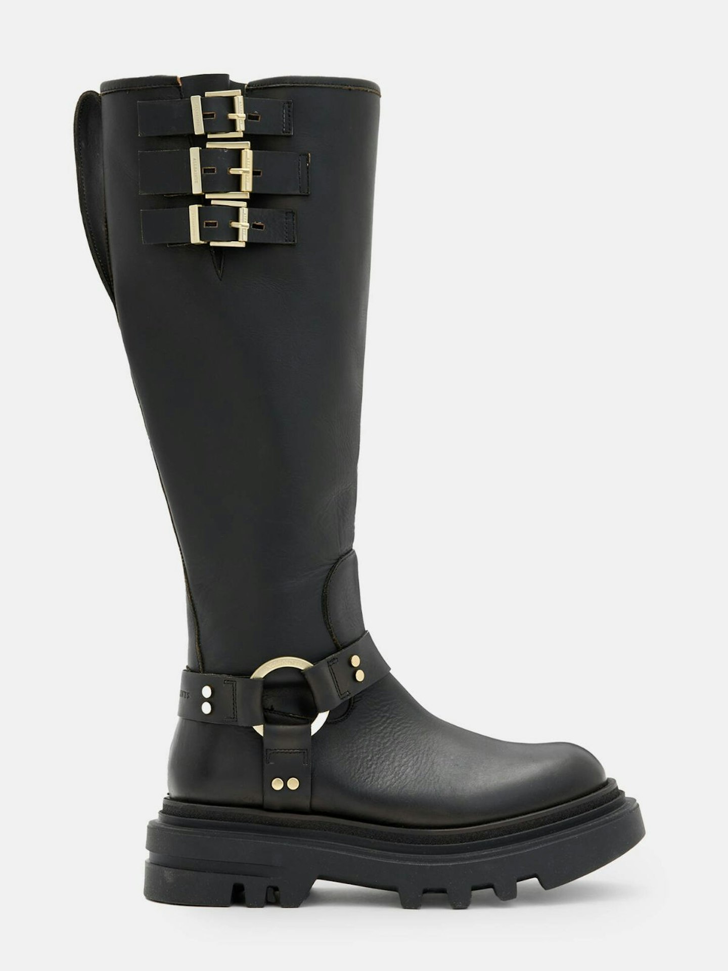 All Saints, Jade Knee High Leather Biker Boots