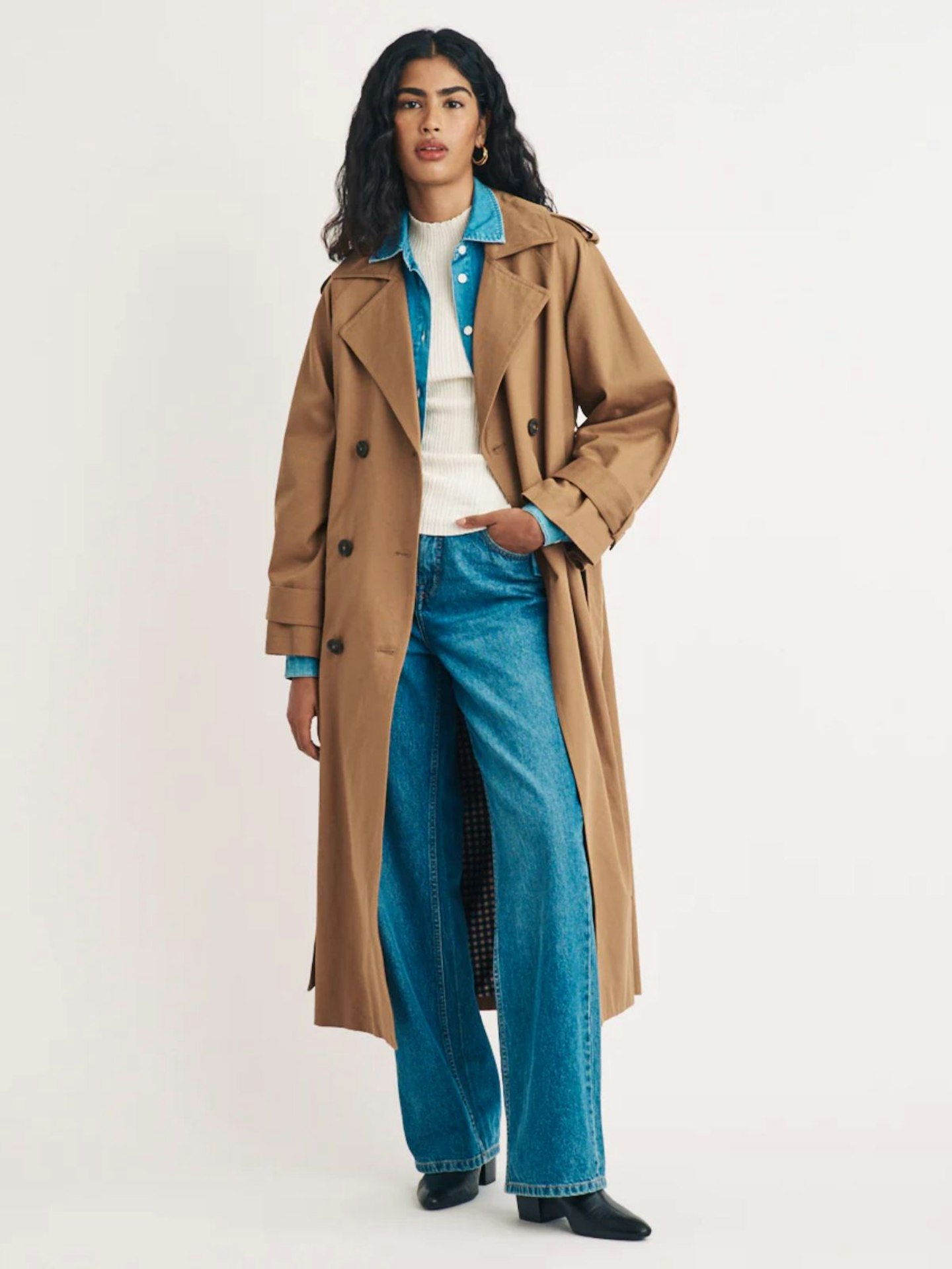 Brown Double Breasted Trench Coat