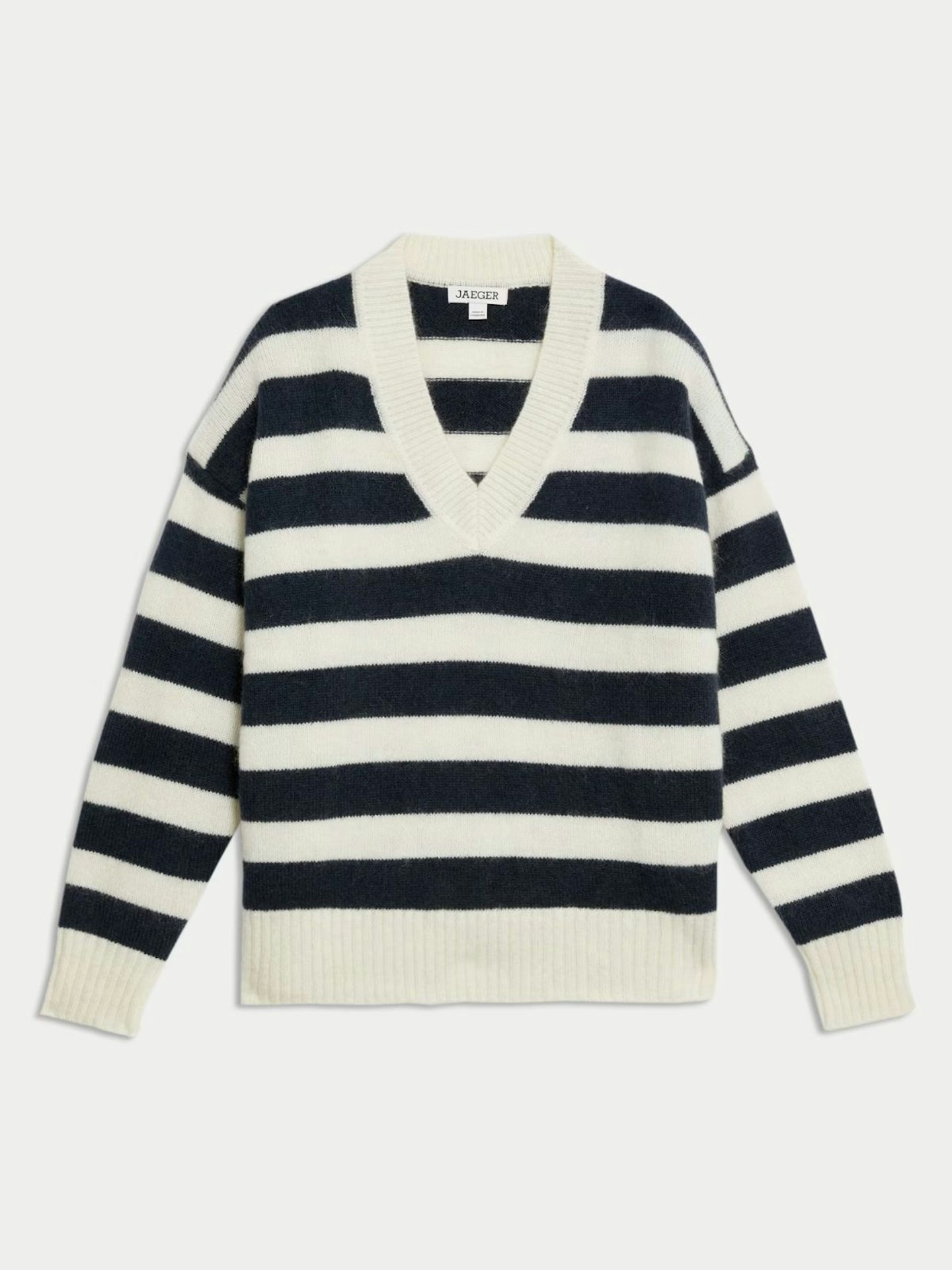 Jaeger, Mohair Blend Striped V-Neck Jumper