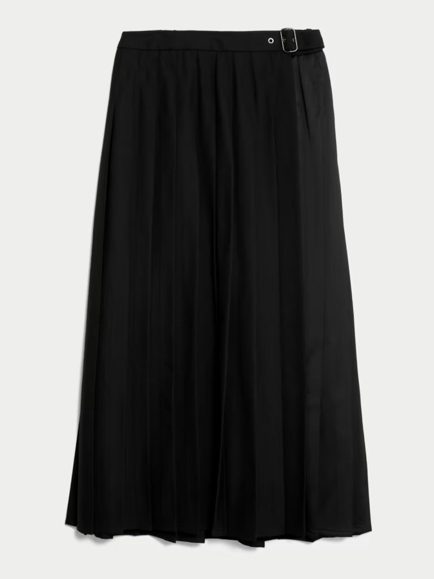 Wool Blend Pleated Maxi Kilt Skirt